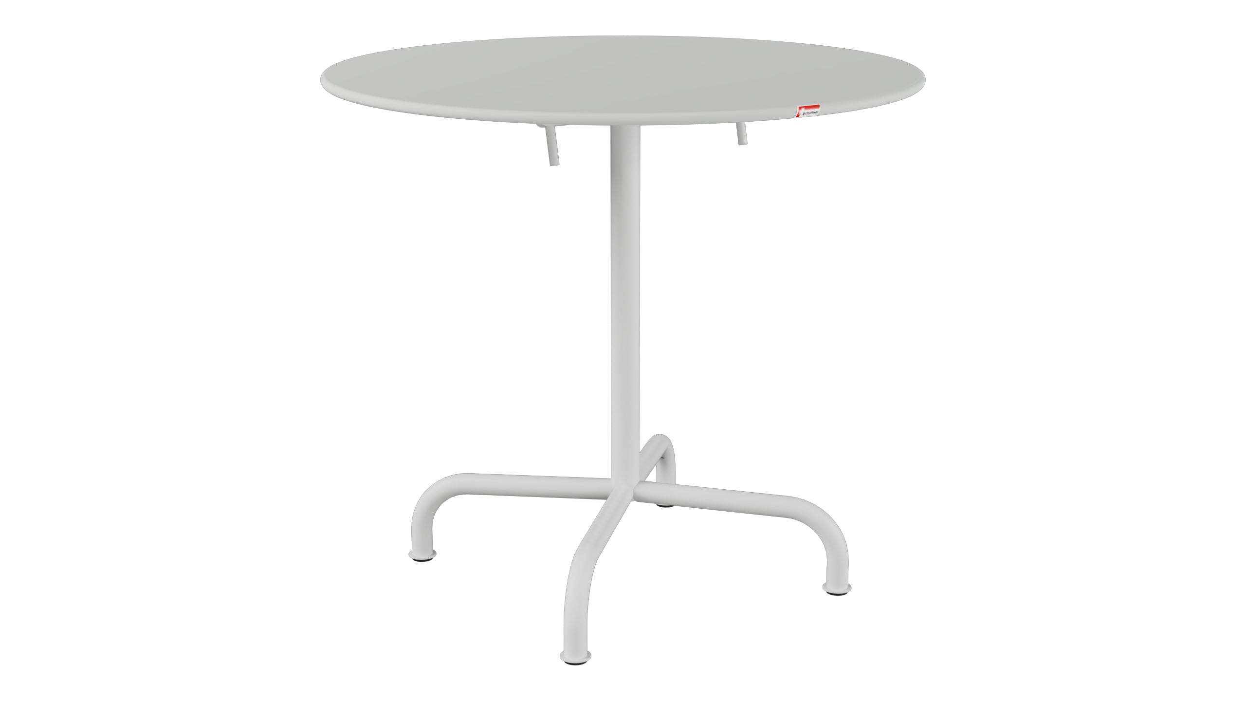 Rigi Metall-Gartentisch ø80 klappbar in Alusilber präsentiert im Onlineshop von KAQTU Design AG. Gartentisch ist von Schaffner