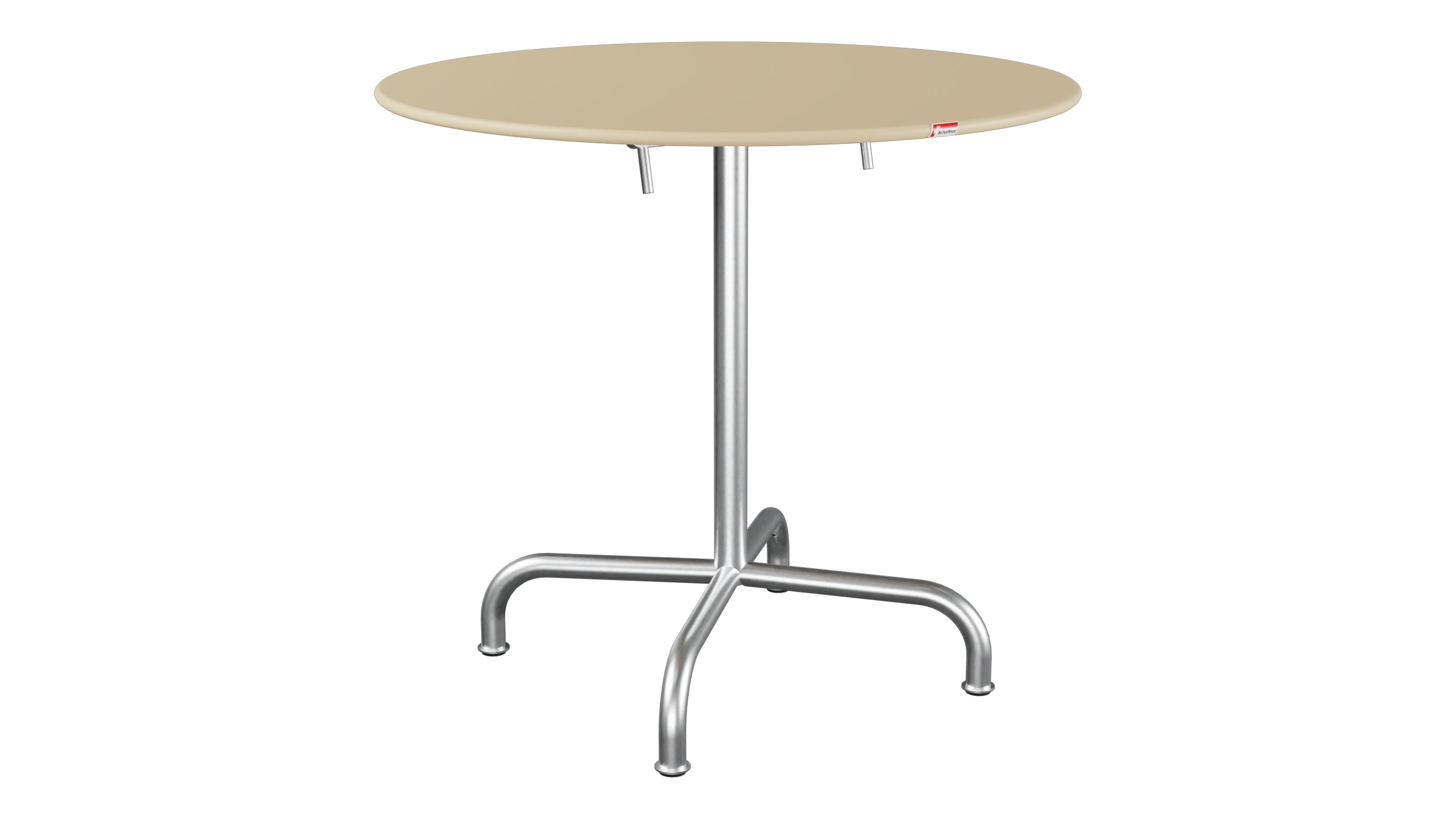 Rigi Metall-Gartentisch ø80 klappbar in Pastellbraun präsentiert im Onlineshop von KAQTU Design AG. Gartentisch ist von Schaffner