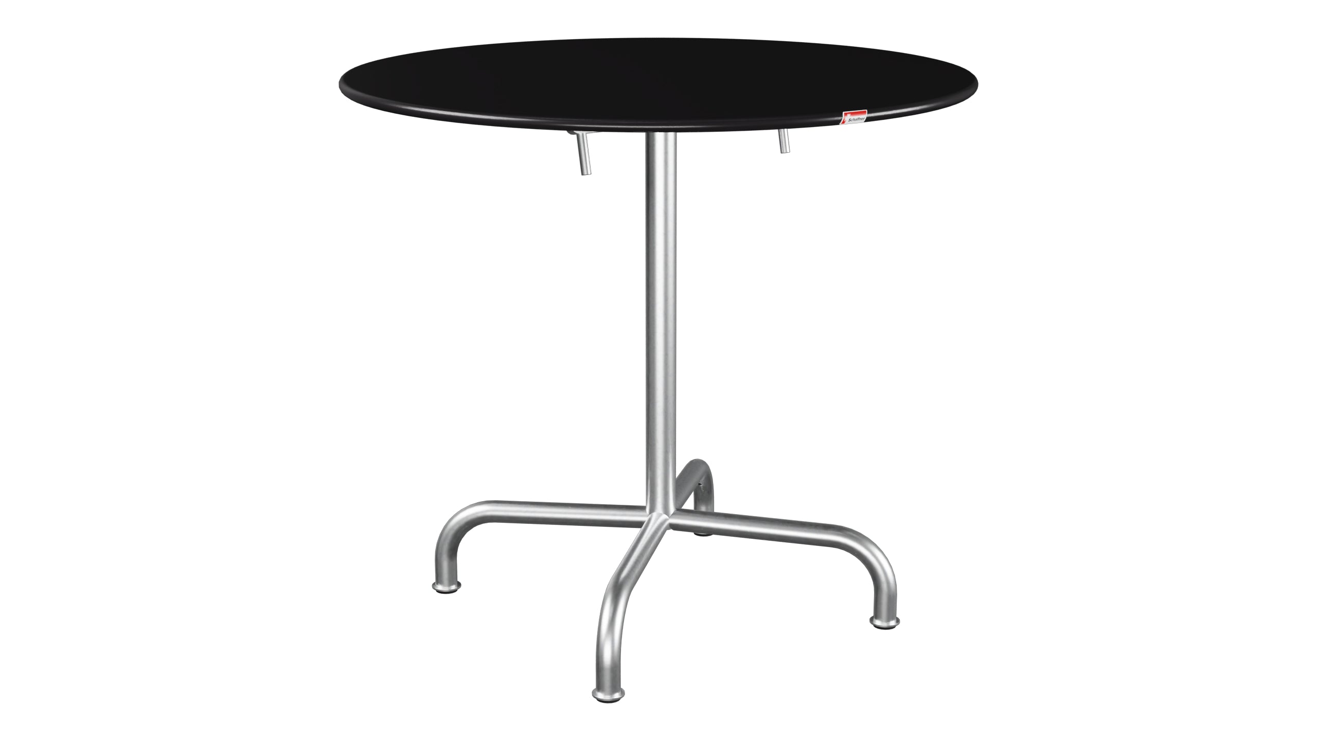 Rigi Metall-Gartentisch ø80 klappbar in Schwarz präsentiert im Onlineshop von KAQTU Design AG. Gartentisch ist von Schaffner