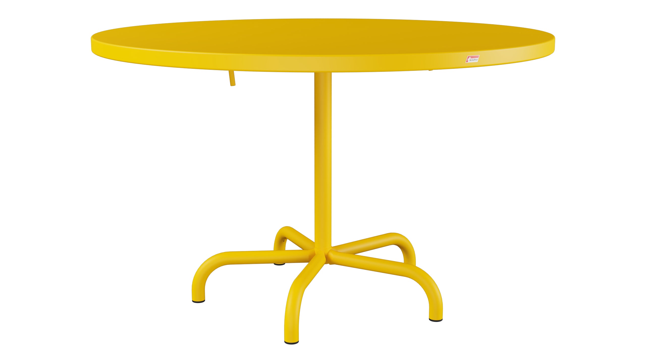 Säntis Metall-Gartentisch ø117 klappbar in Gelb präsentiert im Onlineshop von KAQTU Design AG. Gartentisch ist von Schaffner