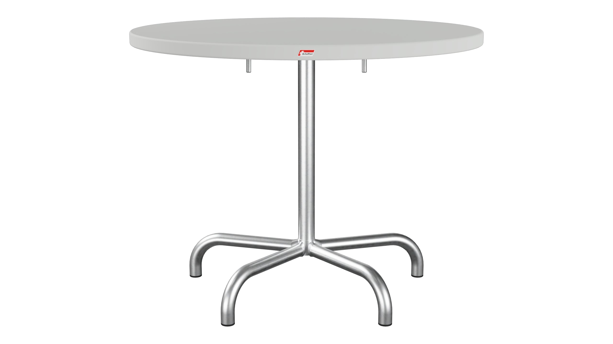 Säntis Metall-Gartentisch ø92 klappbar in Alusilber präsentiert im Onlineshop von KAQTU Design AG. Gartentisch ist von Schaffner