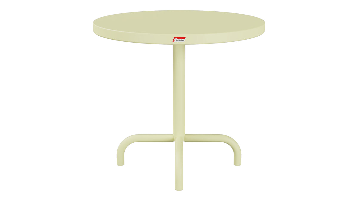 Säntis Metall-Beistelltisch Outdoor ø54 / 50 in Buchsbaumgelb präsentiert im Onlineshop von KAQTU Design AG. Beistelltisch Outdoor ist von Schaffner
