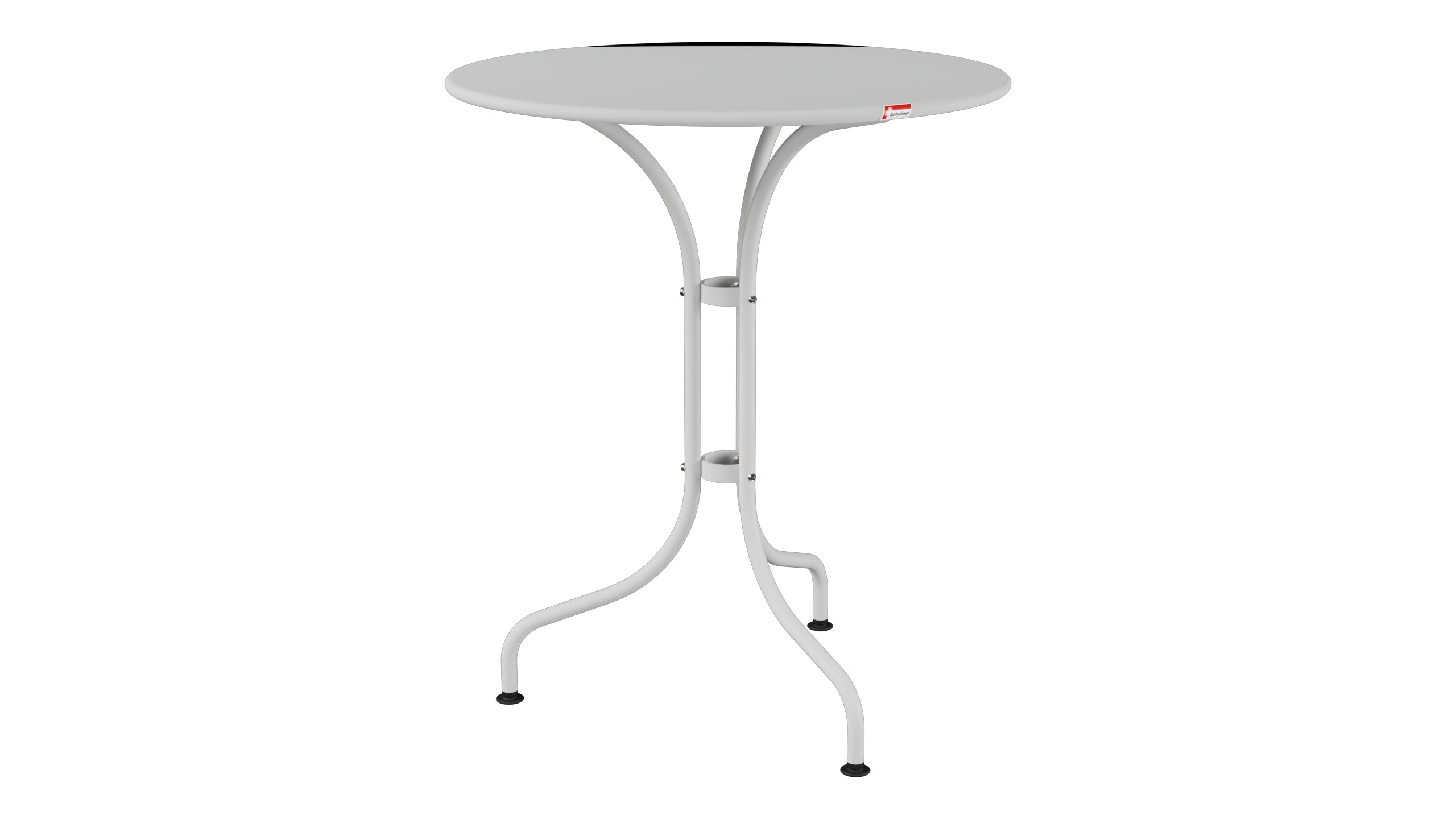 St. Moritz Metall-Gartentisch ø60 in Alusilber präsentiert im Onlineshop von KAQTU Design AG. Gartentisch ist von Schaffner