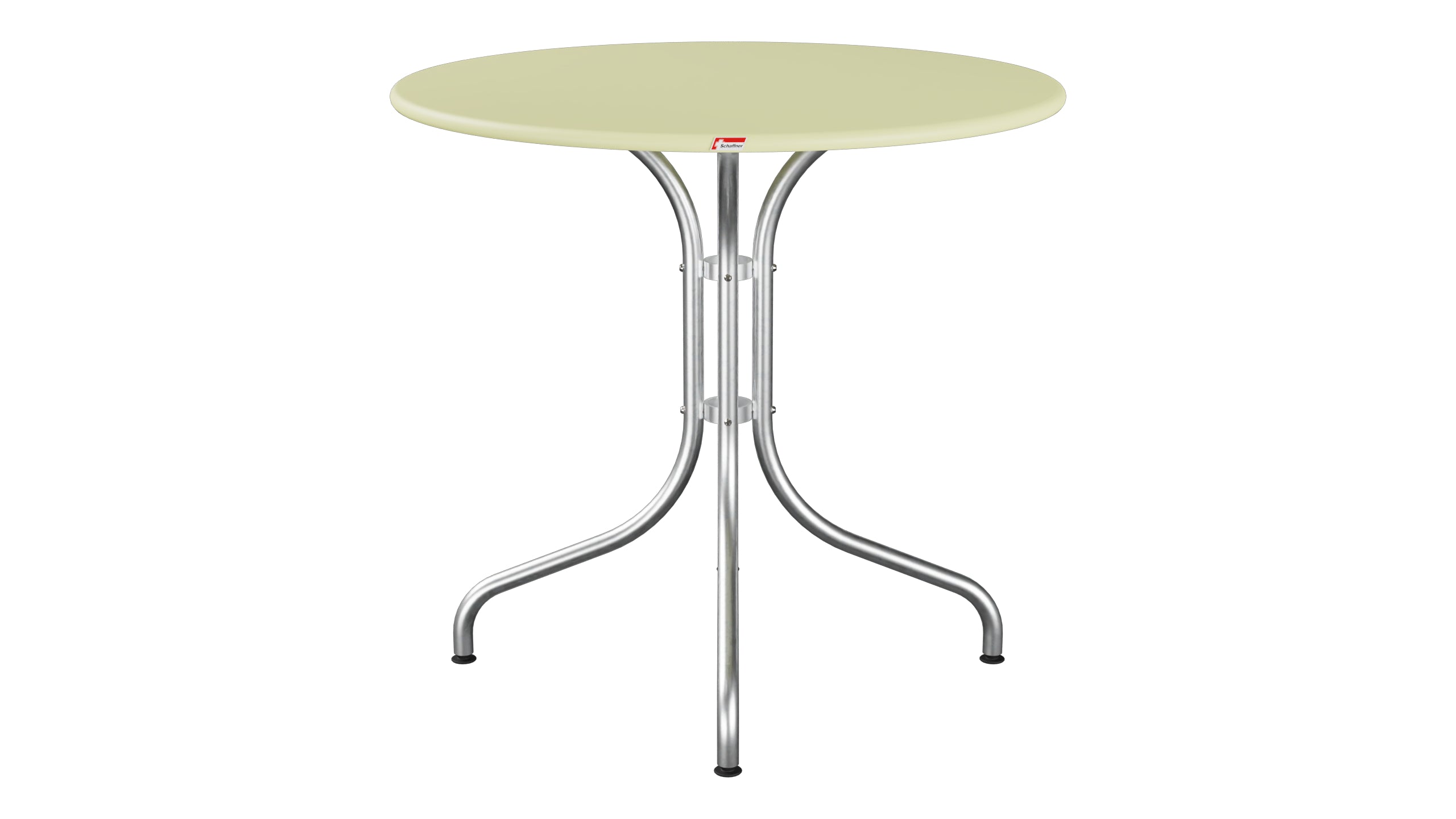 St. Moritz Metall-Gartentisch ø80 in Buchsbaumgelb präsentiert im Onlineshop von KAQTU Design AG. Gartentisch ist von Schaffner