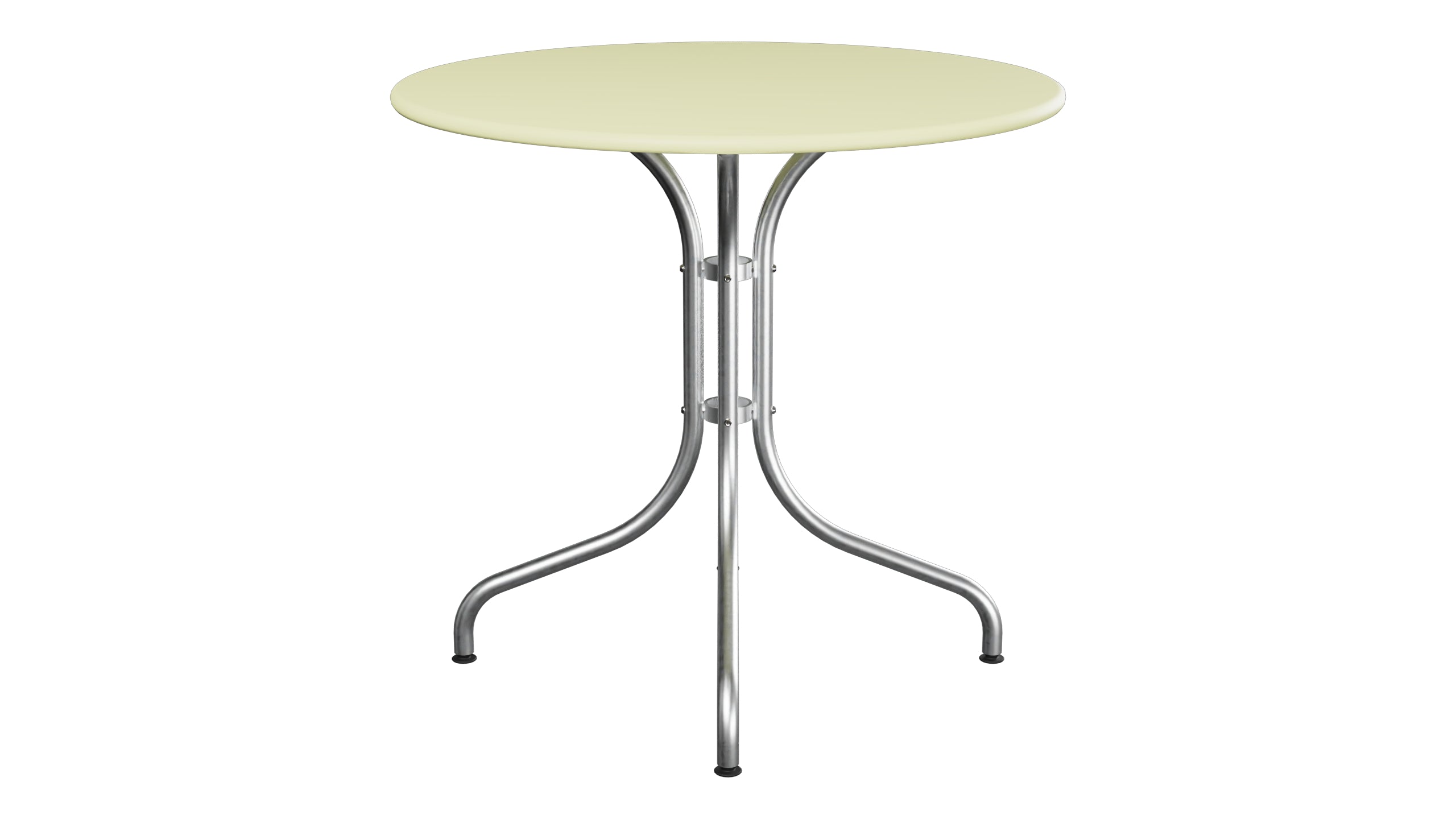 St. Moritz Metall-Gartentisch ø80 in Buchsbaumgelb präsentiert im Onlineshop von KAQTU Design AG. Gartentisch ist von Schaffner