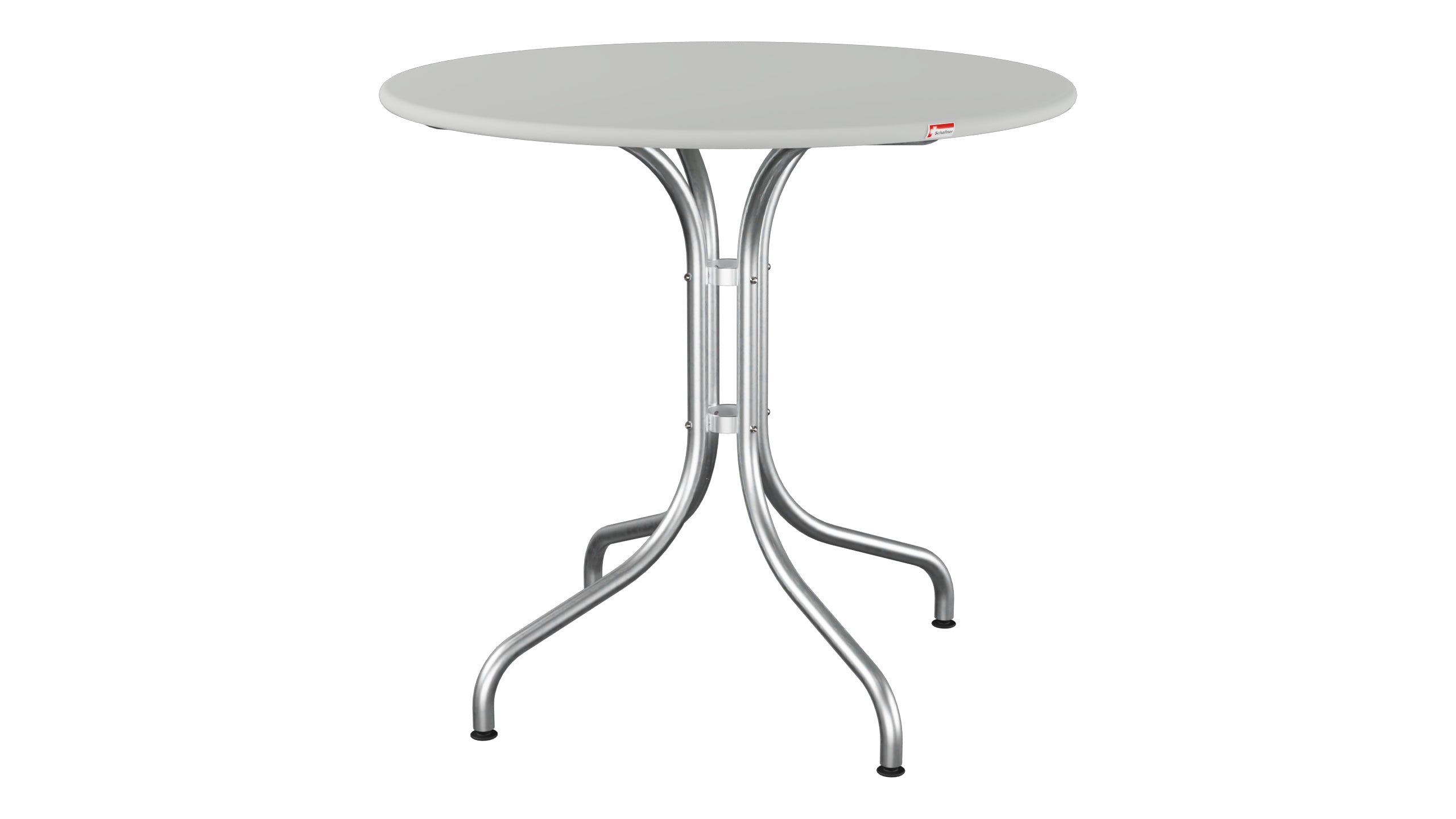 St. Moritz Metall-Gartentisch ø80 in Alusilber präsentiert im Onlineshop von KAQTU Design AG. Gartentisch ist von Schaffner