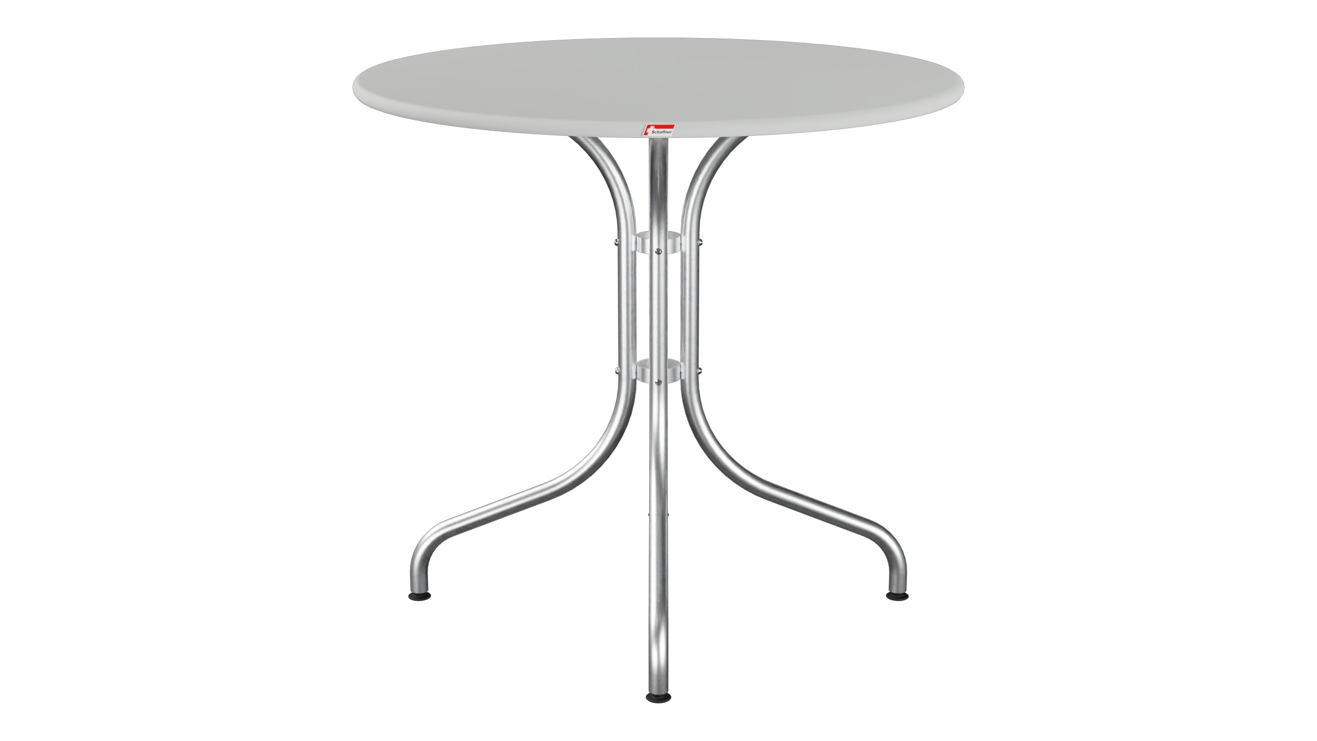 St. Moritz Metall-Gartentisch ø80 in Alusilber präsentiert im Onlineshop von KAQTU Design AG. Gartentisch ist von Schaffner