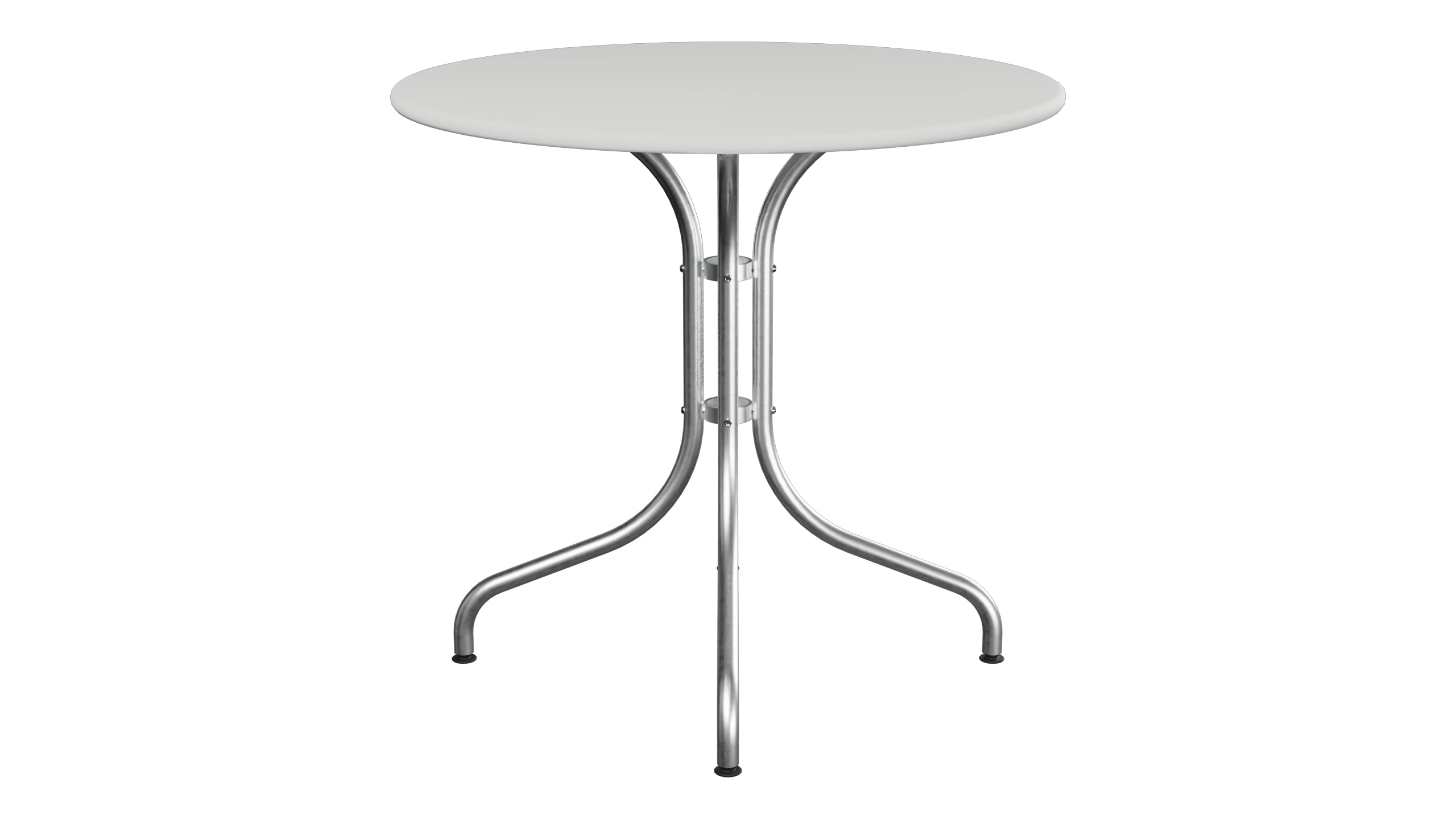 St. Moritz Metall-Gartentisch ø80 in Alusilber präsentiert im Onlineshop von KAQTU Design AG. Gartentisch ist von Schaffner