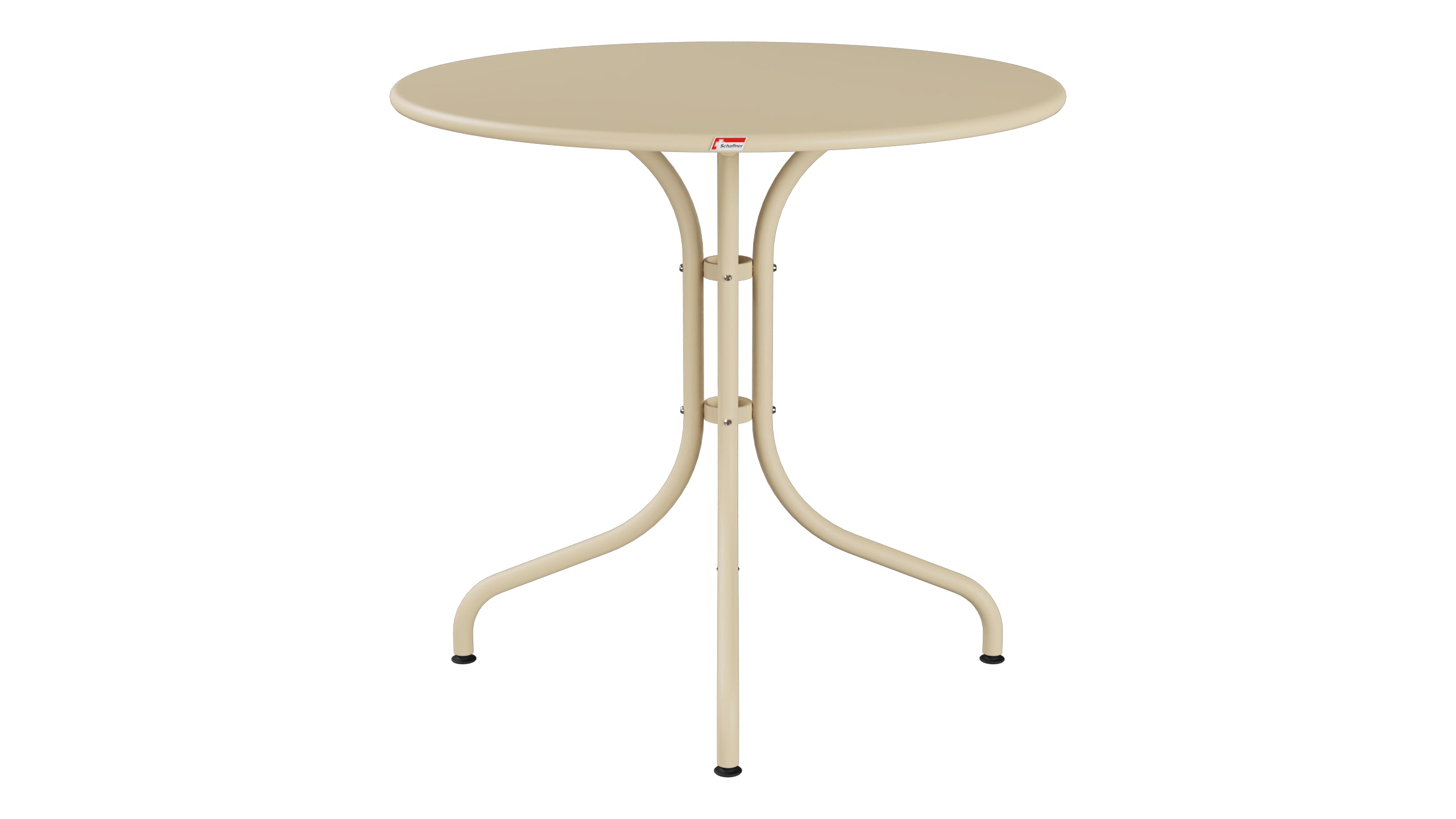St. Moritz Metall-Gartentisch ø80 in Pastellbraun präsentiert im Onlineshop von KAQTU Design AG. Gartentisch ist von Schaffner