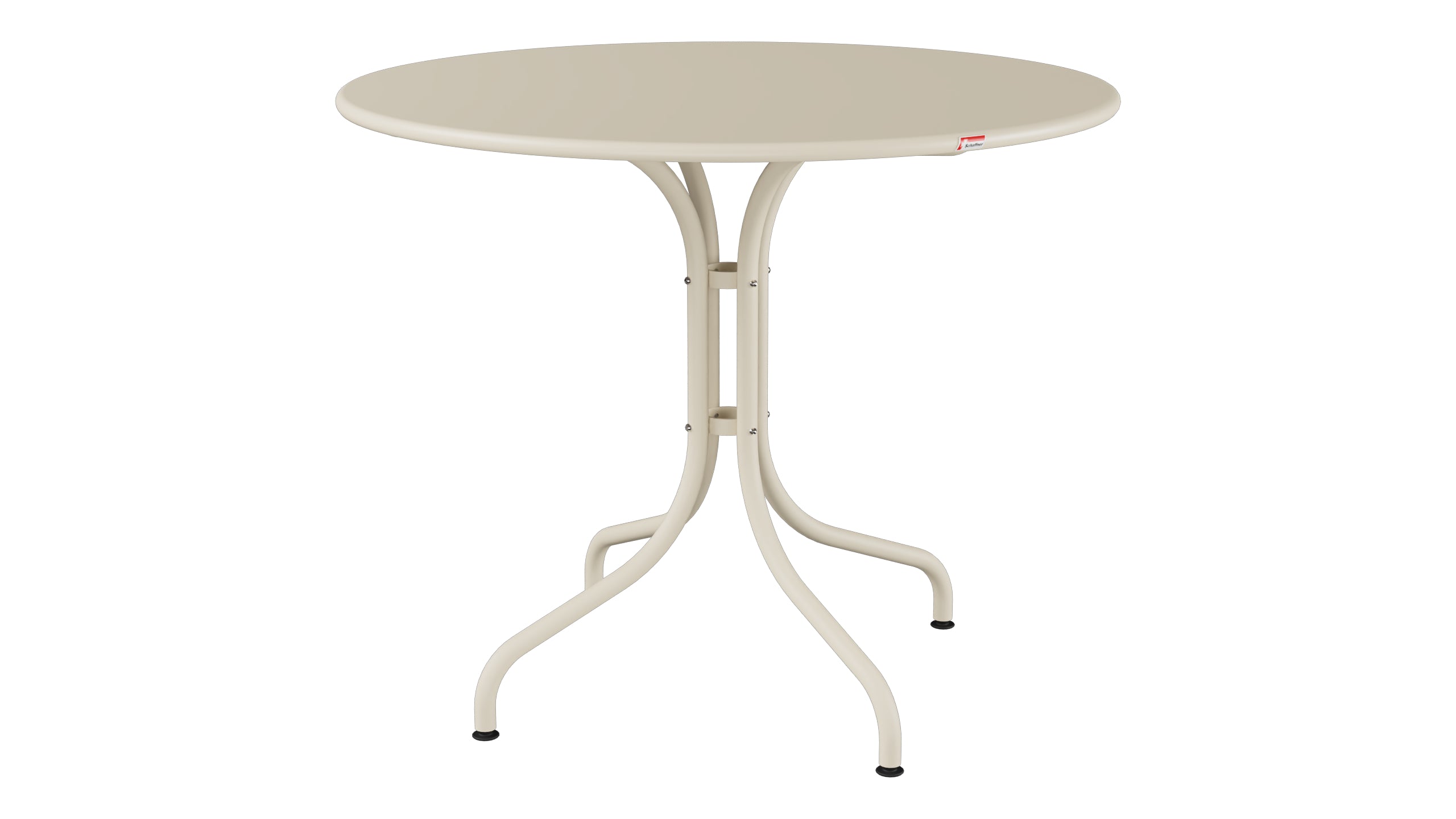 St. Moritz Metall-Gartentisch ø90 in Pastellsand präsentiert im Onlineshop von KAQTU Design AG. Gartentisch ist von Schaffner