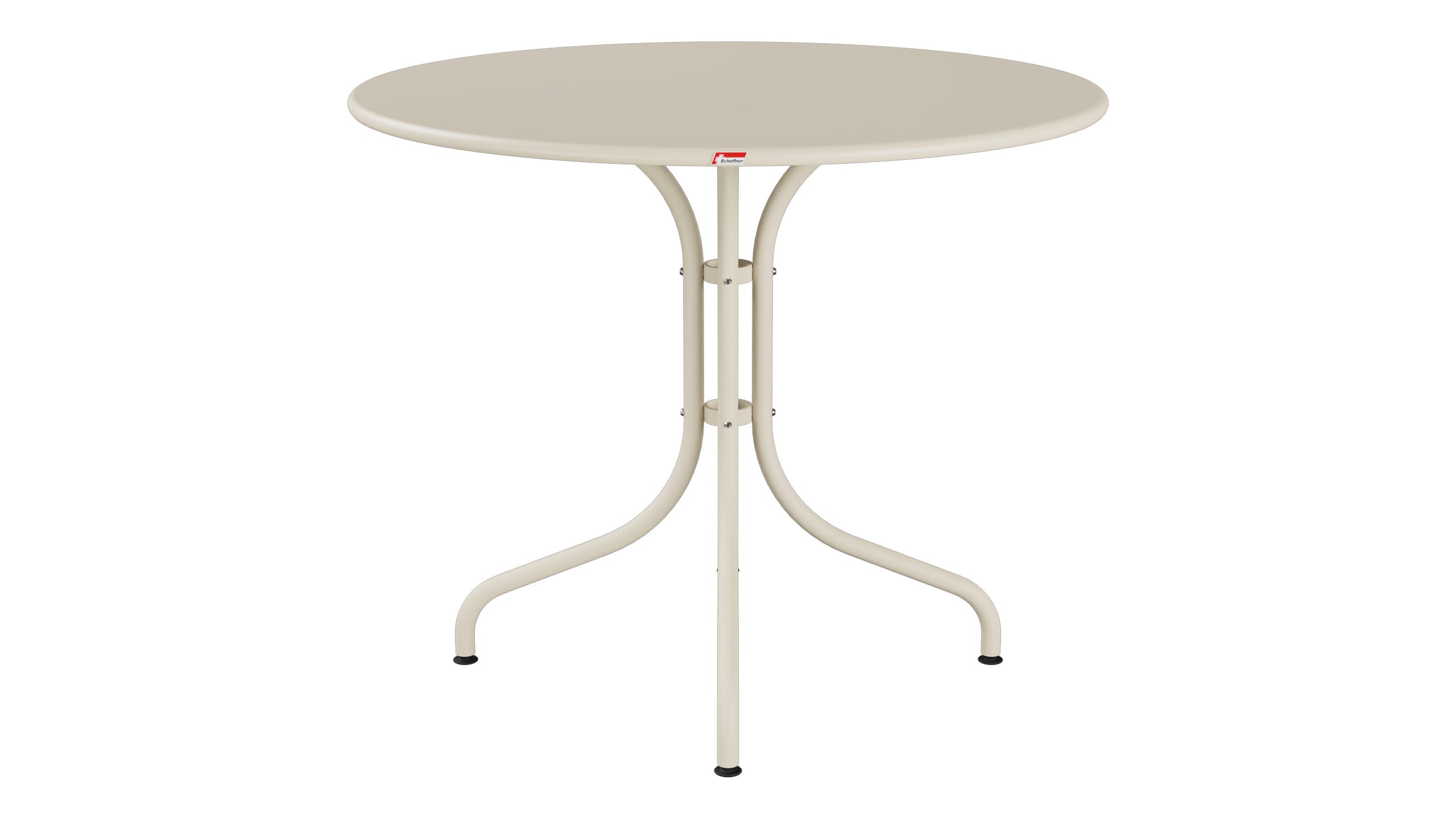 St. Moritz Metall-Gartentisch ø90 in Pastellsand präsentiert im Onlineshop von KAQTU Design AG. Gartentisch ist von Schaffner