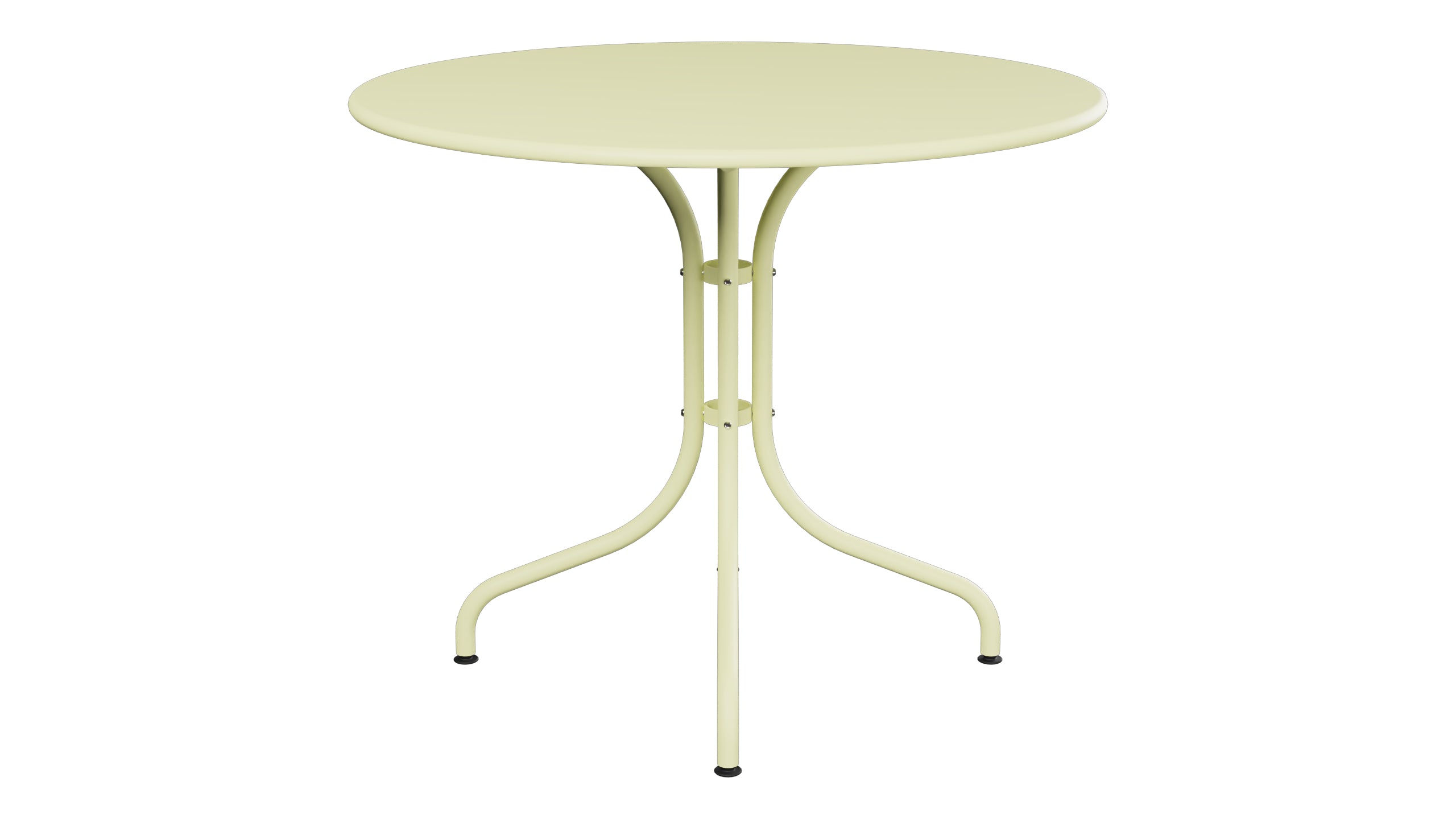 St. Moritz Metall-Gartentisch ø90 in Buchsbaumgelb präsentiert im Onlineshop von KAQTU Design AG. Gartentisch ist von Schaffner
