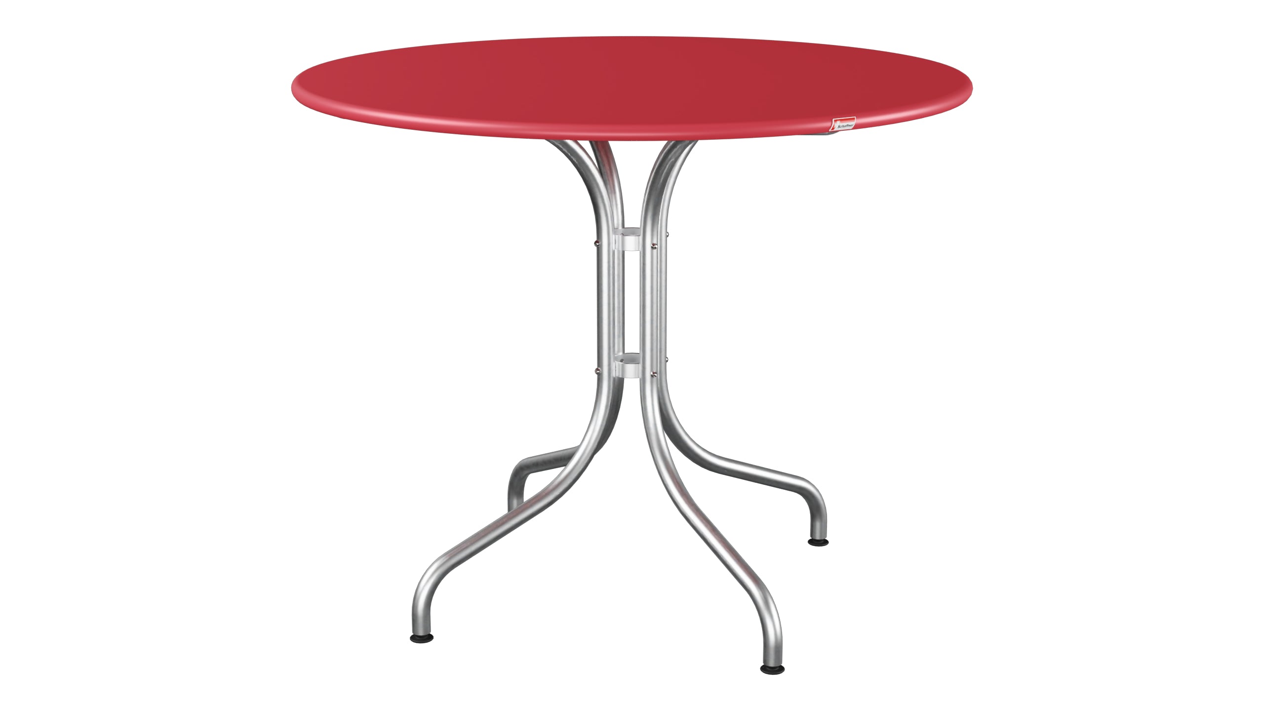 St. Moritz Metall-Gartentisch ø90 in Ahornrot präsentiert im Onlineshop von KAQTU Design AG. Gartentisch ist von Schaffner