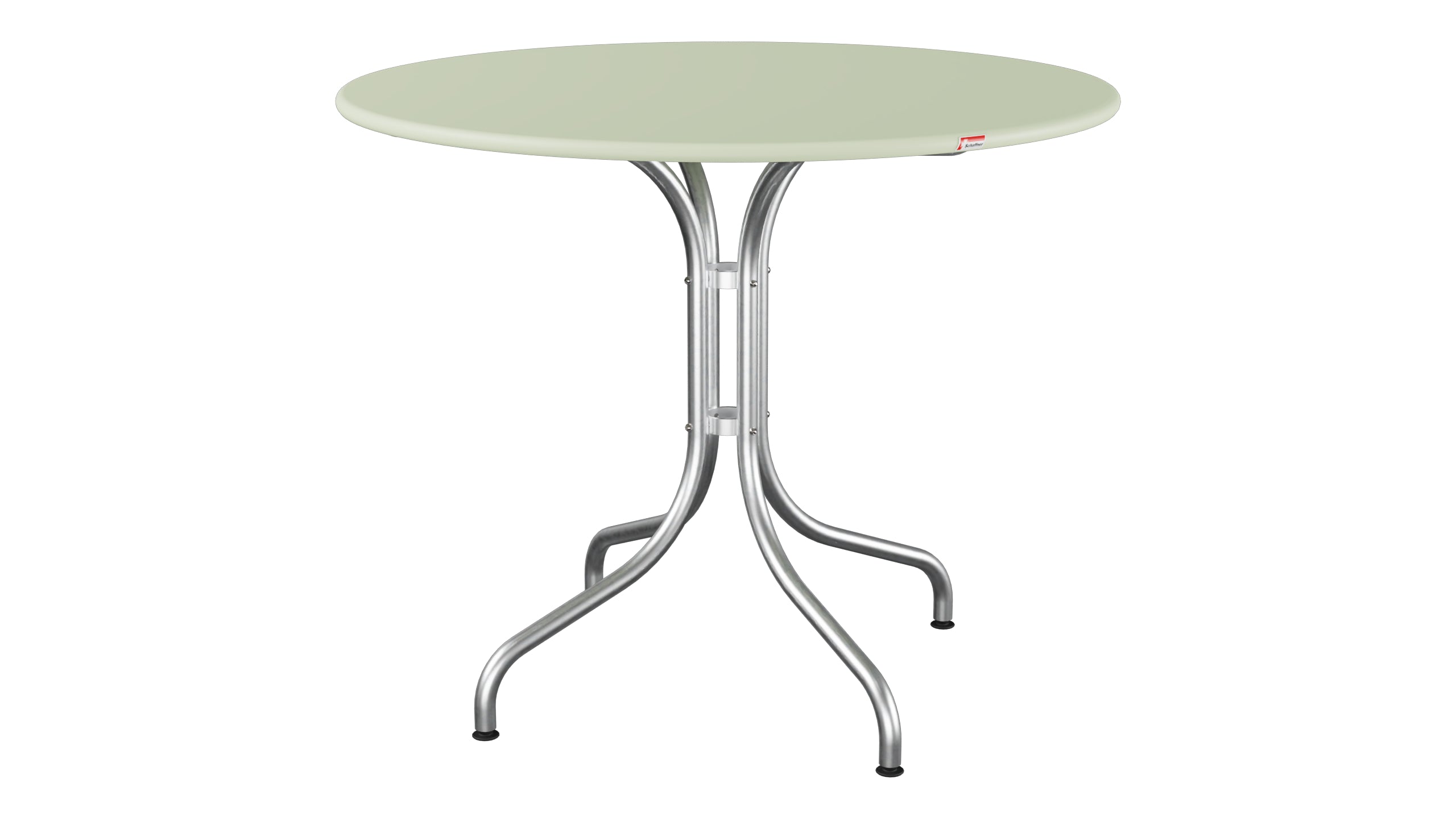 St. Moritz Metall-Gartentisch ø90 in Pastellgrün präsentiert im Onlineshop von KAQTU Design AG. Gartentisch ist von Schaffner