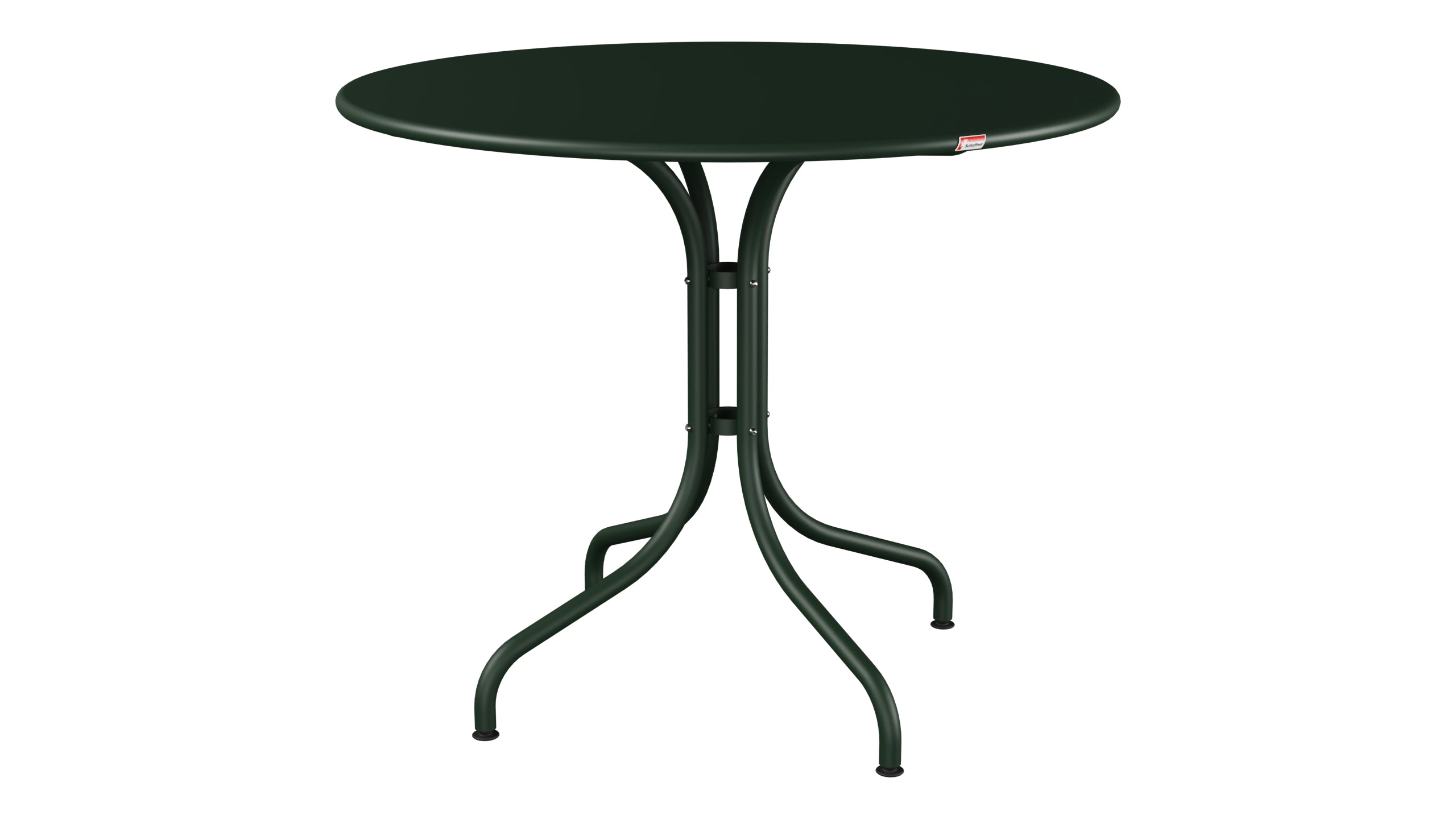 St. Moritz Metall-Gartentisch ø90 in Tannengrün präsentiert im Onlineshop von KAQTU Design AG. Gartentisch ist von Schaffner