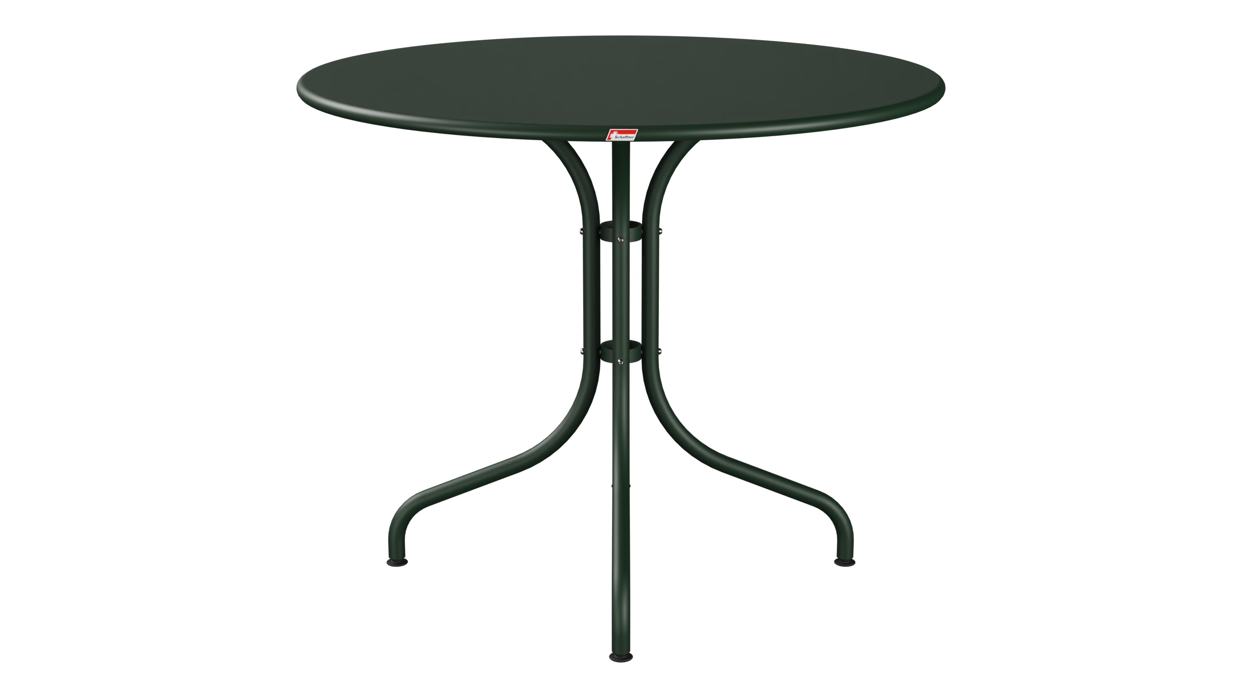 St. Moritz Metall-Gartentisch ø90 in Tannengrün präsentiert im Onlineshop von KAQTU Design AG. Gartentisch ist von Schaffner