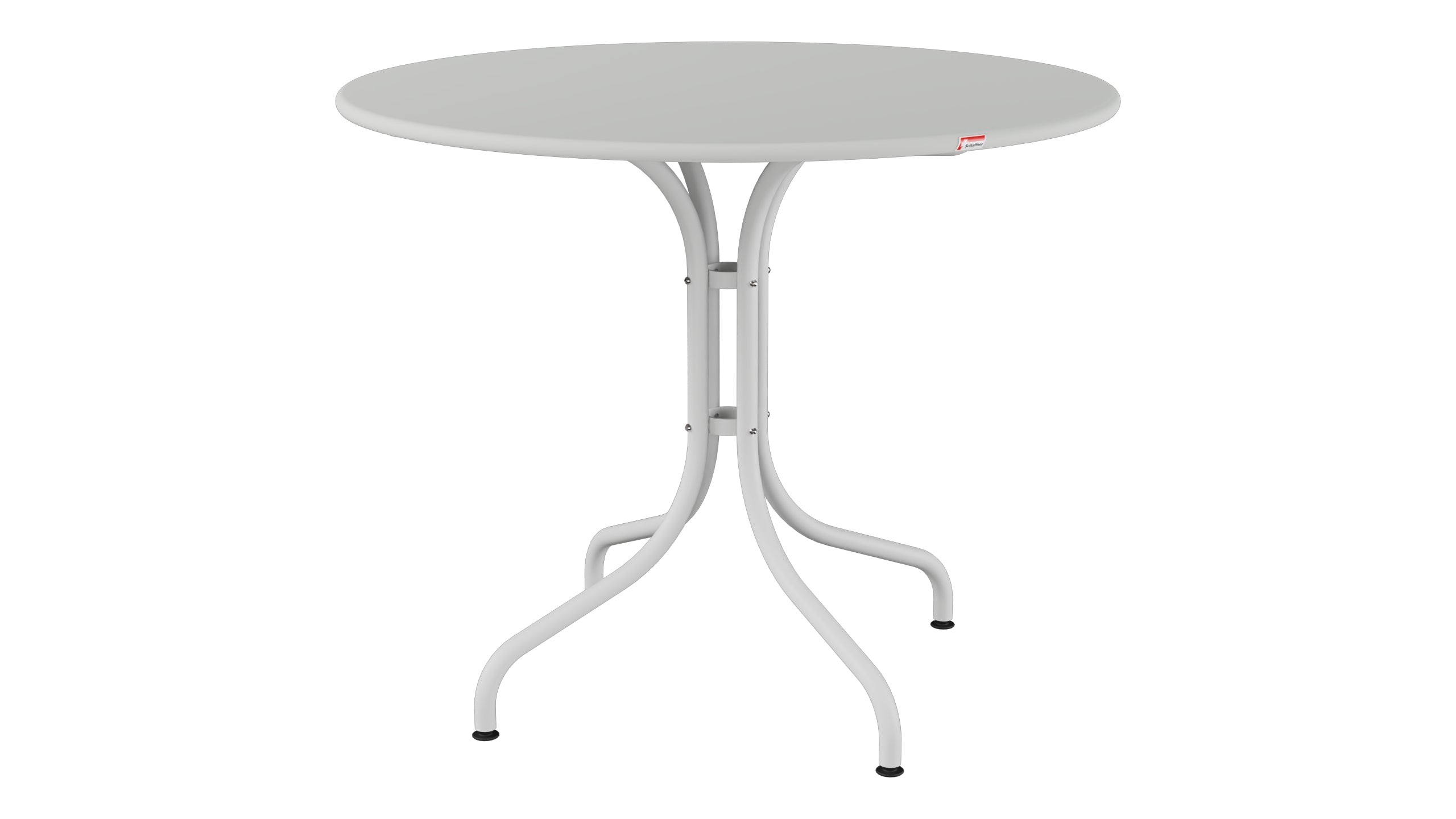 St. Moritz Metall-Gartentisch ø90 in Alusilber präsentiert im Onlineshop von KAQTU Design AG. Gartentisch ist von Schaffner