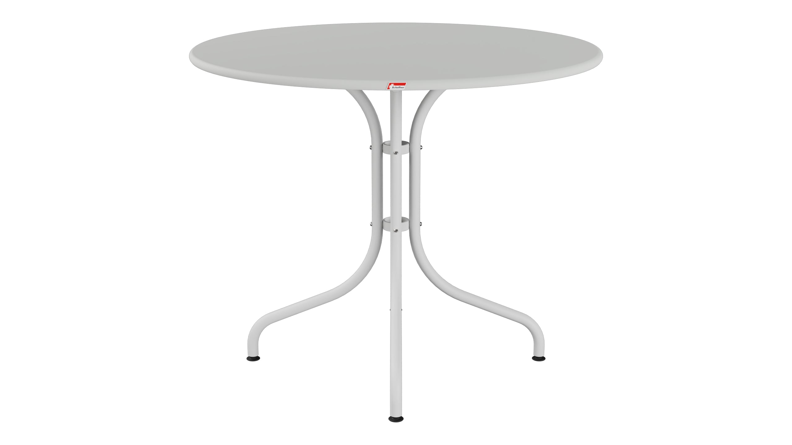 St. Moritz Metall-Gartentisch ø90 in Alusilber präsentiert im Onlineshop von KAQTU Design AG. Gartentisch ist von Schaffner