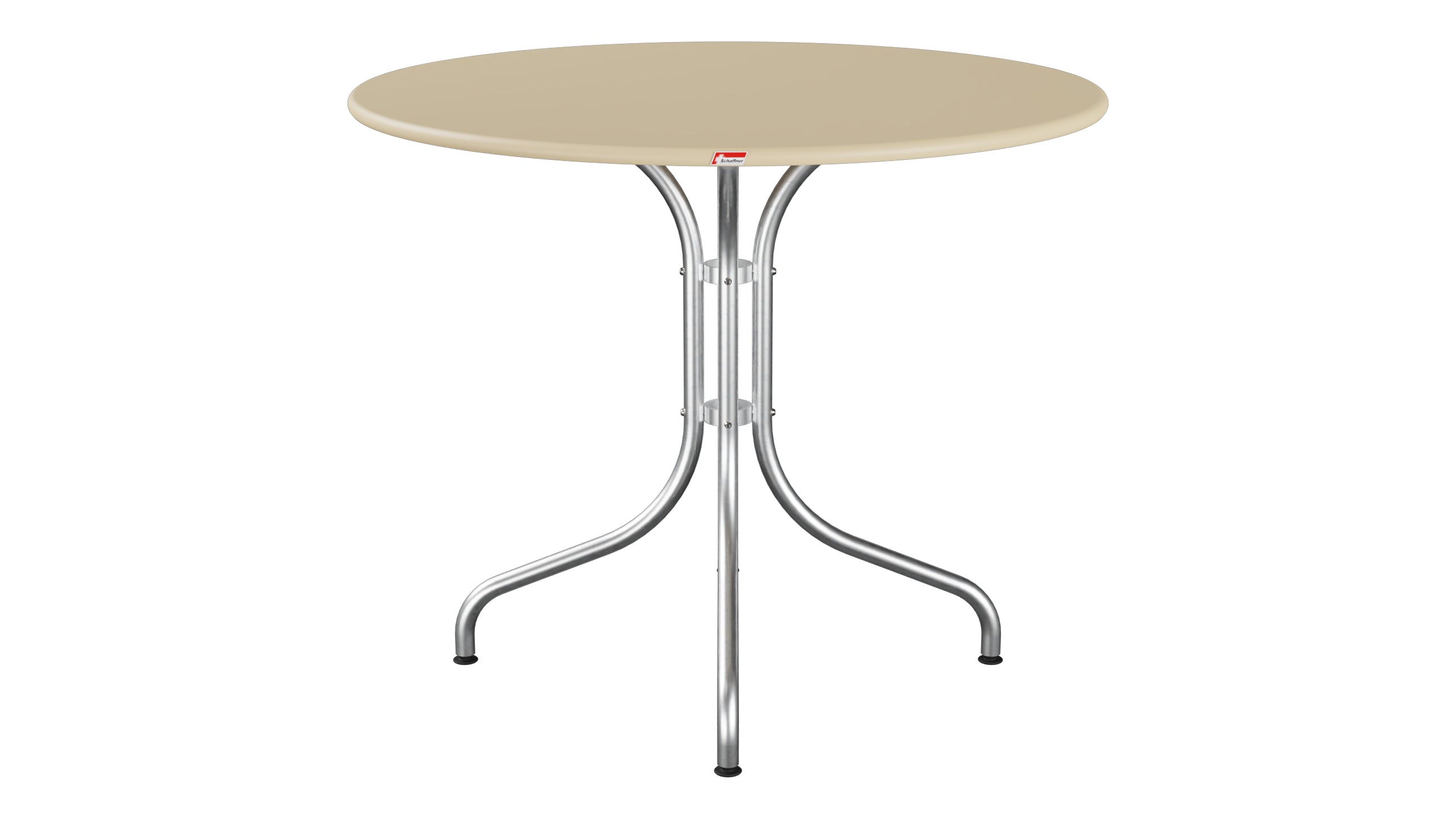 St. Moritz Metall-Gartentisch ø90 in Pastellbraun präsentiert im Onlineshop von KAQTU Design AG. Gartentisch ist von Schaffner