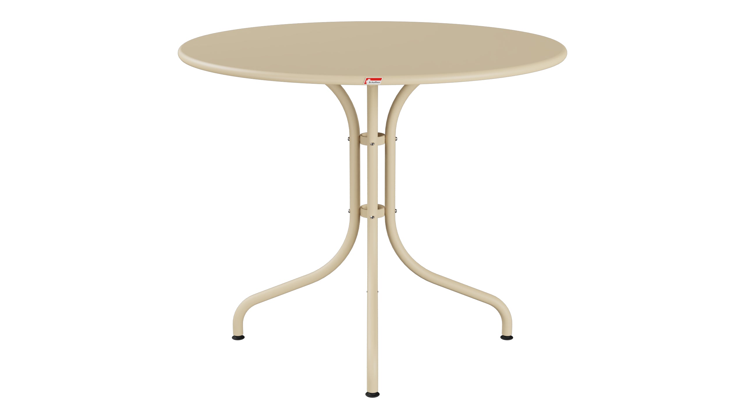 St. Moritz Metall-Gartentisch ø90 in Pastellbraun präsentiert im Onlineshop von KAQTU Design AG. Gartentisch ist von Schaffner