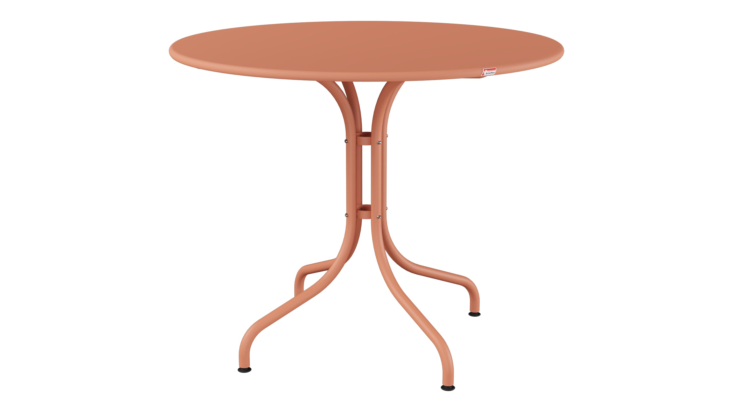St. Moritz Metall-Gartentisch ø90 in Pastellterracotta präsentiert im Onlineshop von KAQTU Design AG. Gartentisch ist von Schaffner