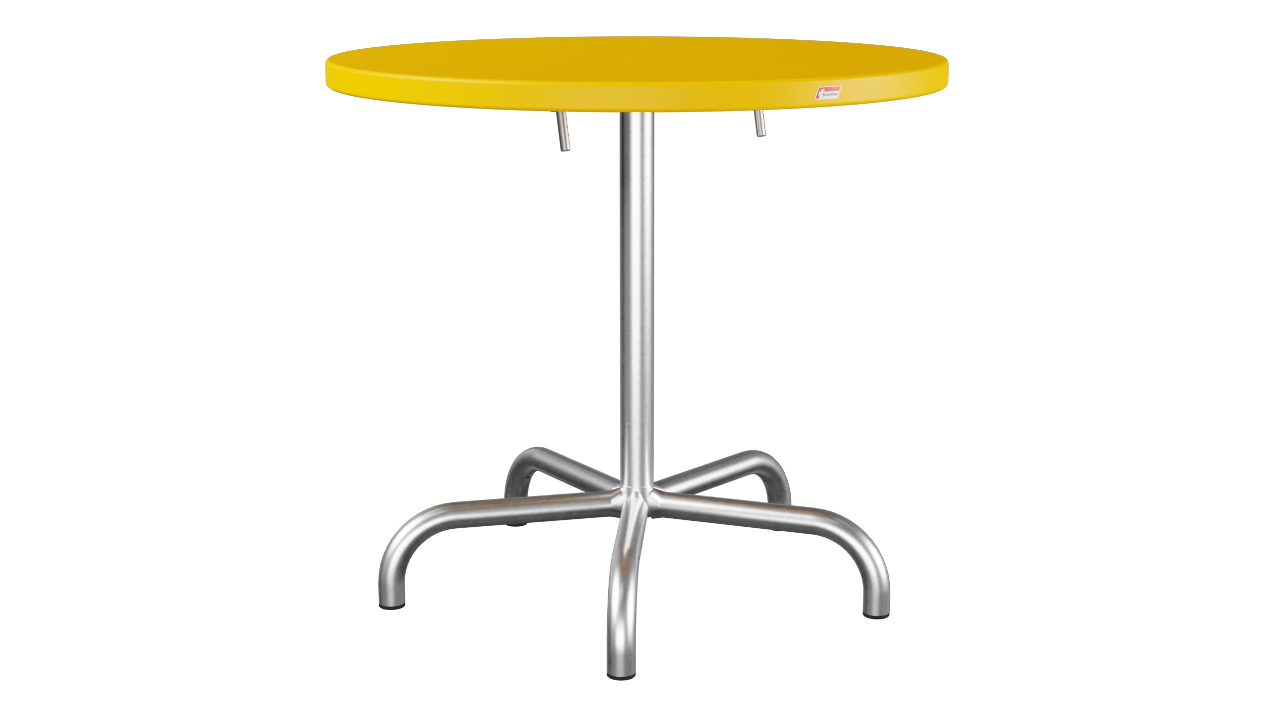 Säntis Metall-Gartentisch ø80 klappbar in Gelb präsentiert im Onlineshop von KAQTU Design AG. Gartentisch ist von Schaffner
