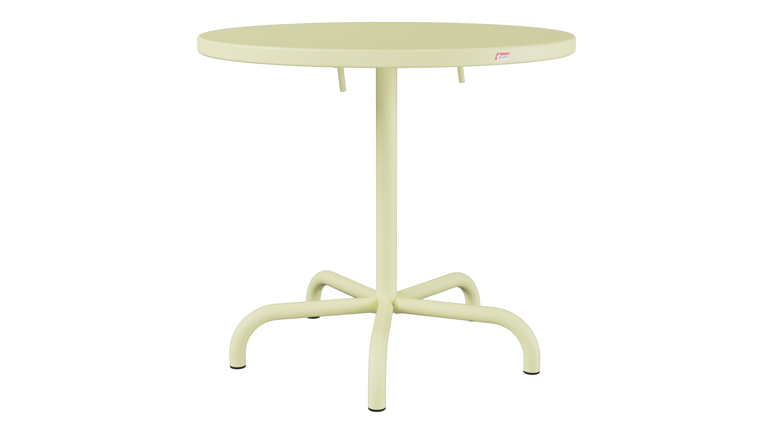 Säntis Metall-Gartentisch ø80 klappbar in Buchsbaumgelb präsentiert im Onlineshop von KAQTU Design AG. Gartentisch ist von Schaffner