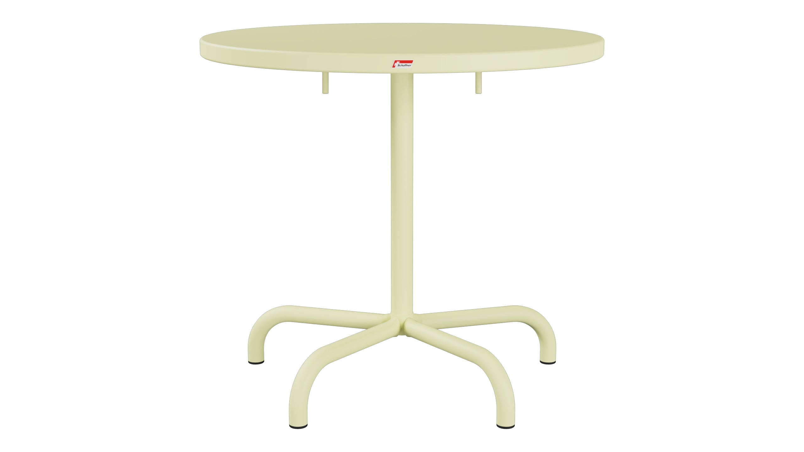Säntis Metall-Gartentisch ø80 klappbar in Buchsbaumgelb präsentiert im Onlineshop von KAQTU Design AG. Gartentisch ist von Schaffner