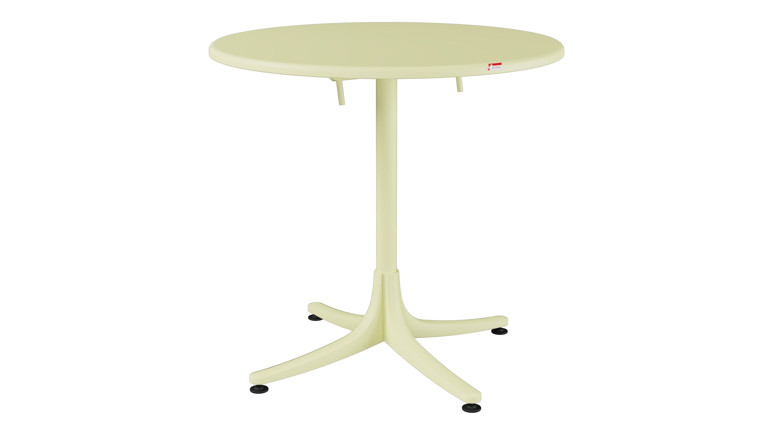 Schaffhausen Glasfaser-Gartentisch ø75 klappbar in Buchsbaumgelb präsentiert im Onlineshop von KAQTU Design AG. Gartentisch ist von Schaffner