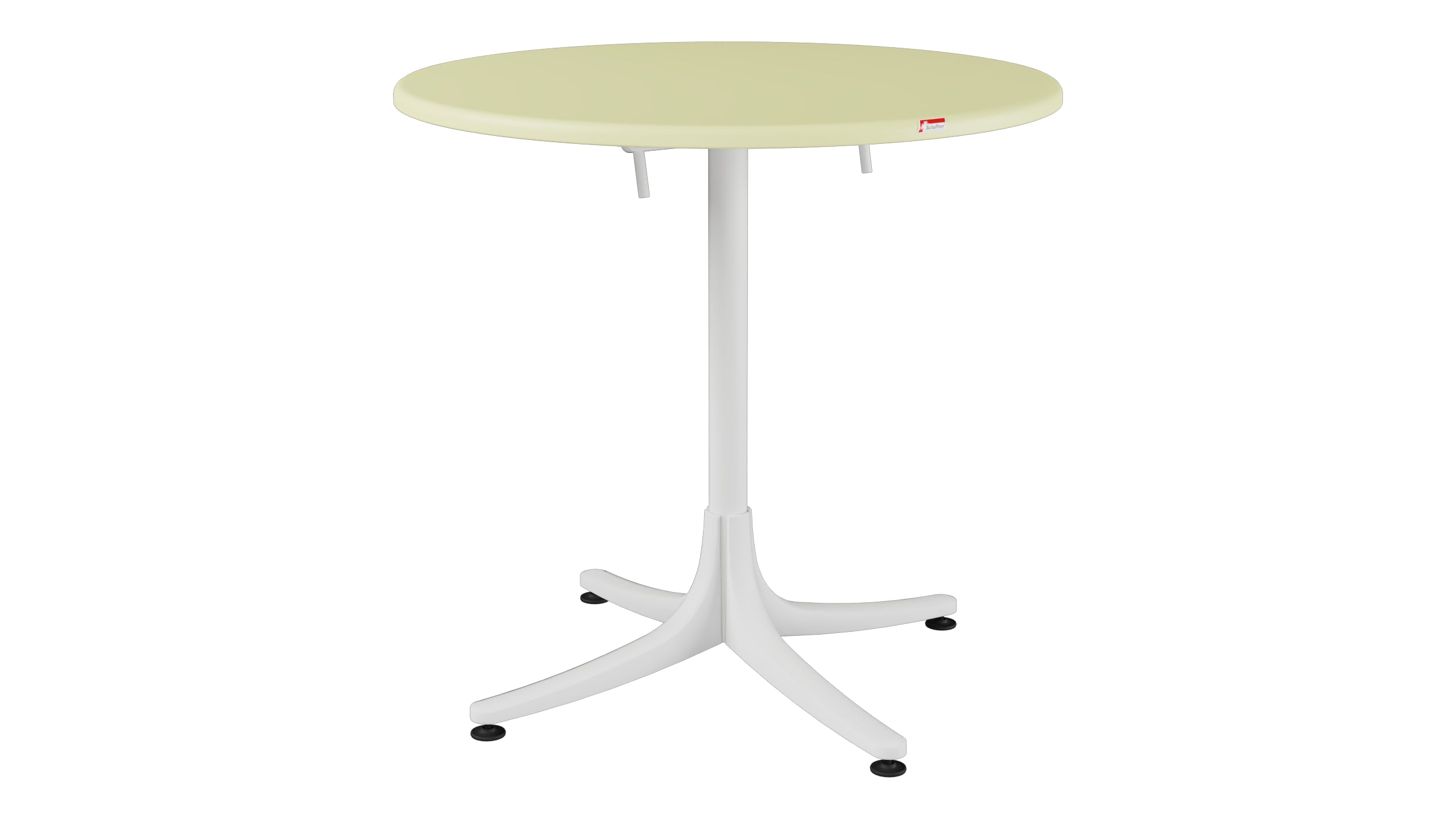 Schaffhausen Glasfaser-Gartentisch ø75 klappbar in Buchsbaumgelb präsentiert im Onlineshop von KAQTU Design AG. Gartentisch ist von Schaffner