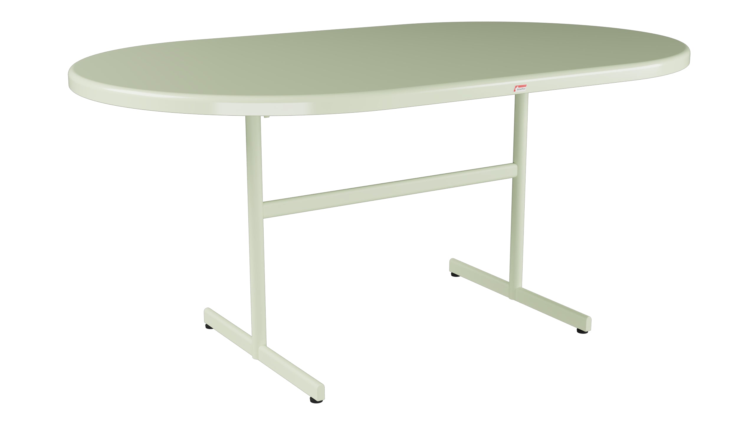 Bodensee Glasfaser-Gartentisch 160x95 oval klappbar in Pastellgrün präsentiert im Onlineshop von KAQTU Design AG. Gartentisch ist von Schaffner