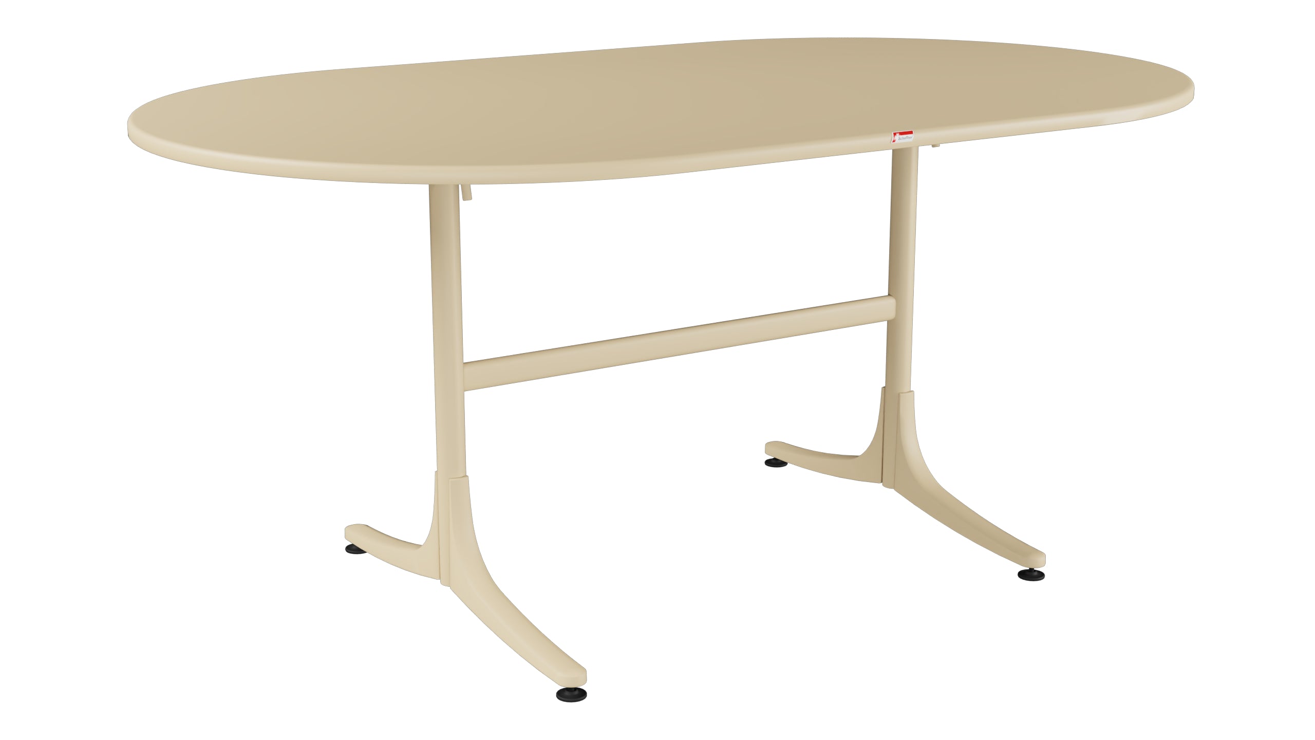 Schaffhausen Glasfaser-Gartentisch 160x95 oval klappbar in Pastellbraun präsentiert im Onlineshop von KAQTU Design AG. Gartentisch ist von Schaffner