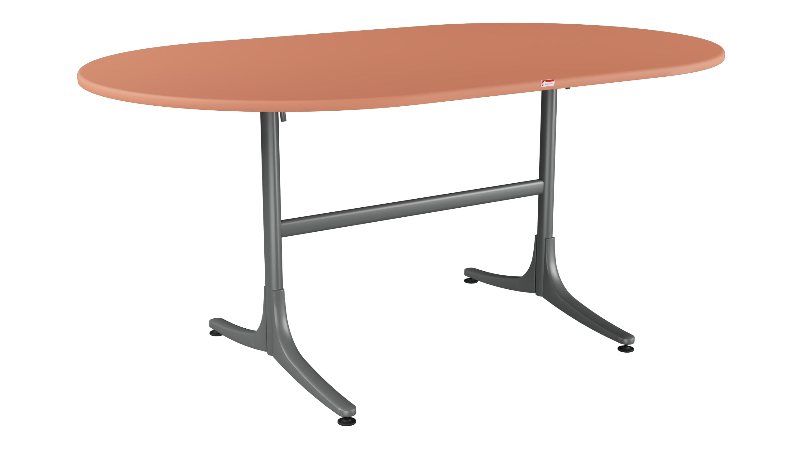 Schaffhausen Glasfaser-Gartentisch 160x95 oval klappbar in Pastellterracotta präsentiert im Onlineshop von KAQTU Design AG. Gartentisch ist von Schaffner
