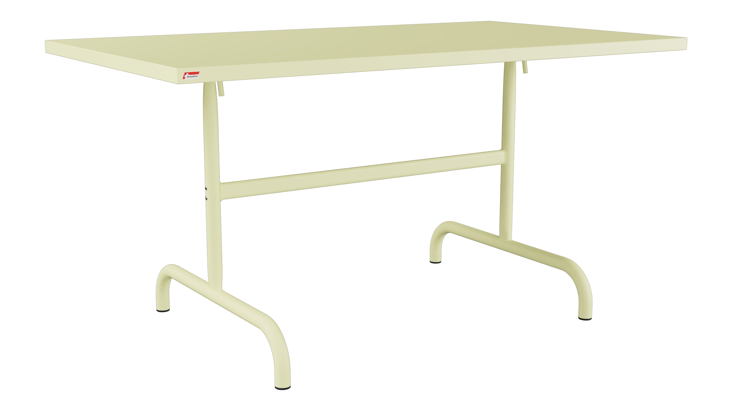 Säntis Metall-Gartentisch 140x80 klappbar in Buchsbaumgelb präsentiert im Onlineshop von KAQTU Design AG. Gartentisch ist von Schaffner