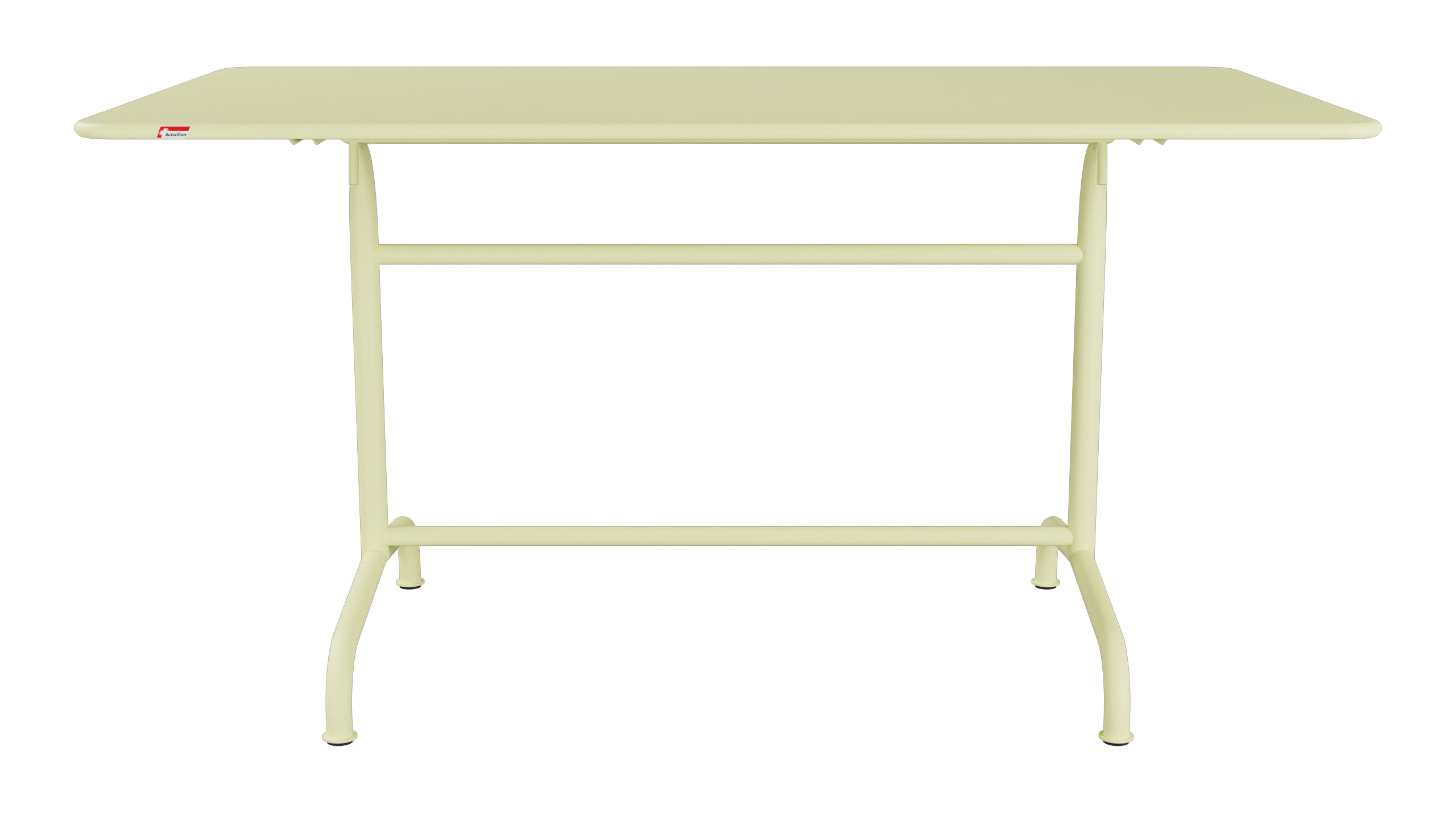 Rigi Metall-Gartentisch 140x80 klappbar in Buchsbaumgelb präsentiert im Onlineshop von KAQTU Design AG. Gartentisch ist von Schaffner