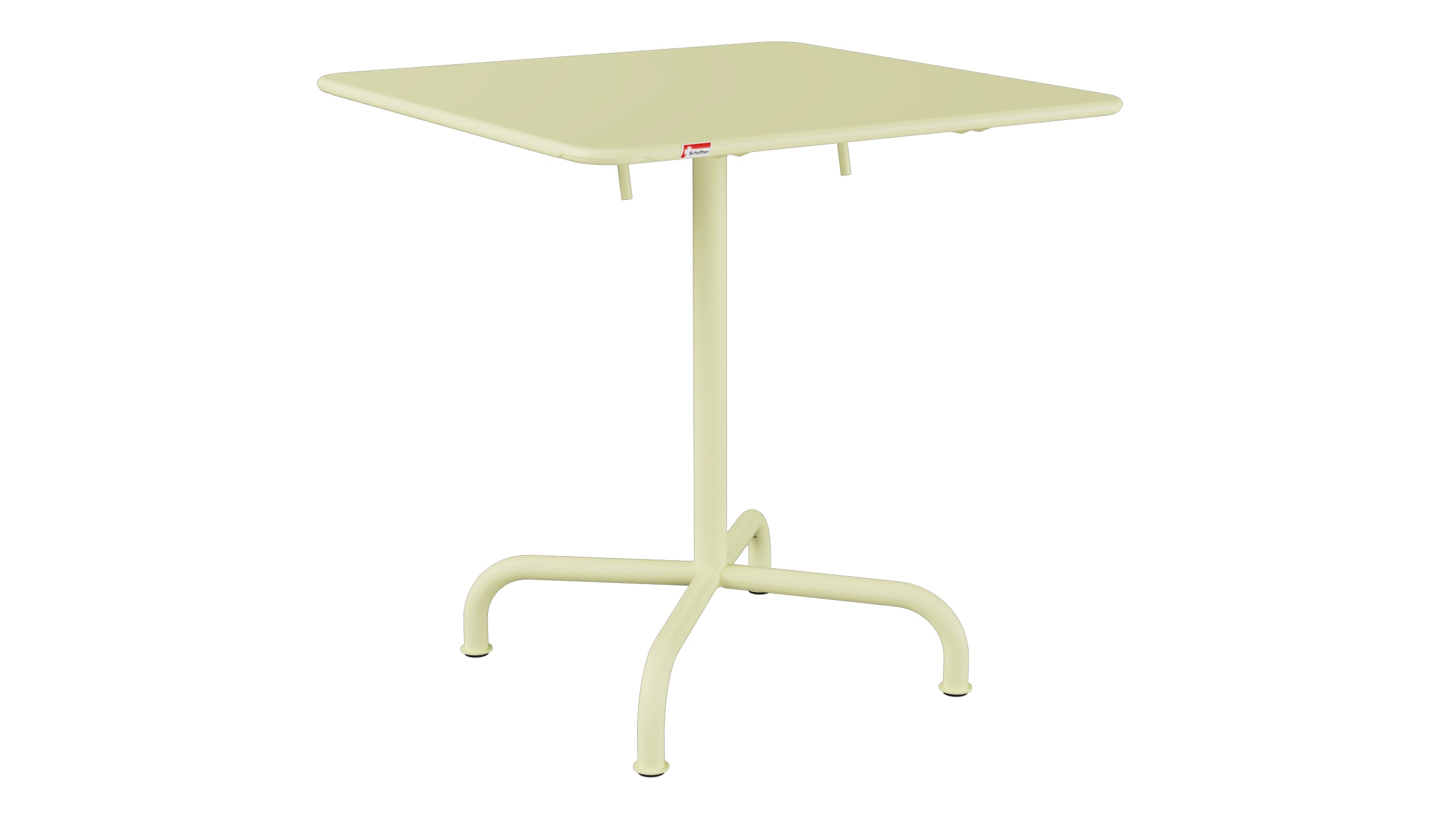 Rigi Metall-Gartentisch 70x70 klappbar in Buchsbaumgelb präsentiert im Onlineshop von KAQTU Design AG. Gartentisch ist von Schaffner