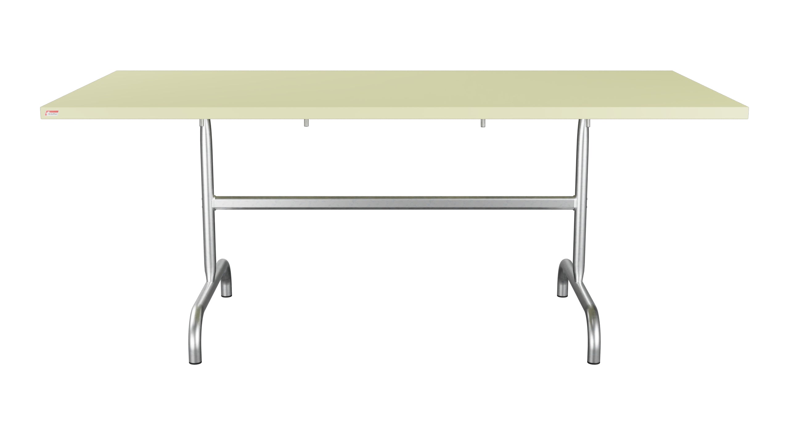 Säntis Metall-Gartentisch 180x90 klappbar in Buchsbaumgelb präsentiert im Onlineshop von KAQTU Design AG. Gartentisch ist von Schaffner