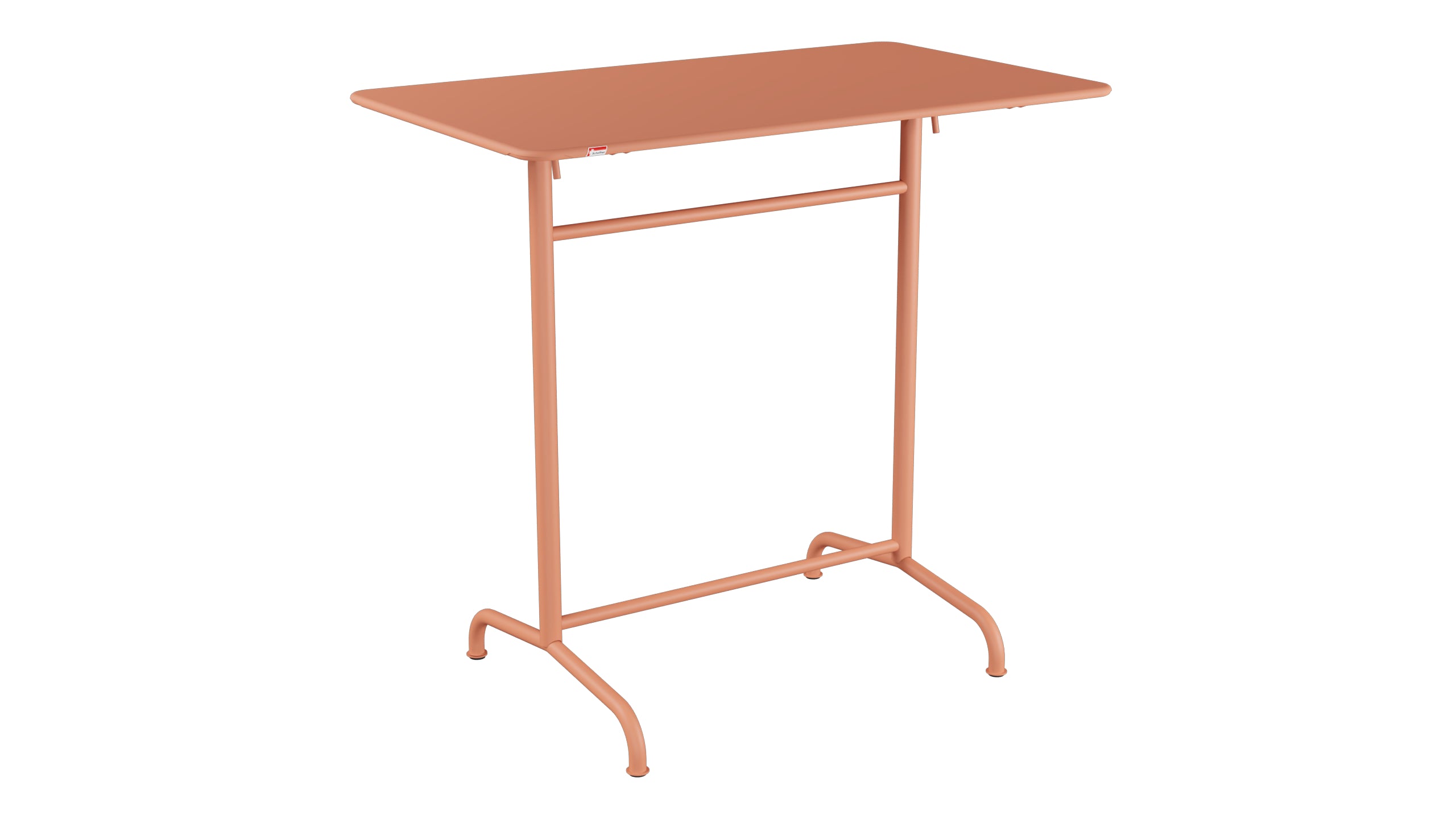 Rigi Metall-Stehtisch Outdoor 120x70 / 110 klappbar in Pastellterracotta präsentiert im Onlineshop von KAQTU Design AG. Hochtisch Outdoor ist von Schaffner