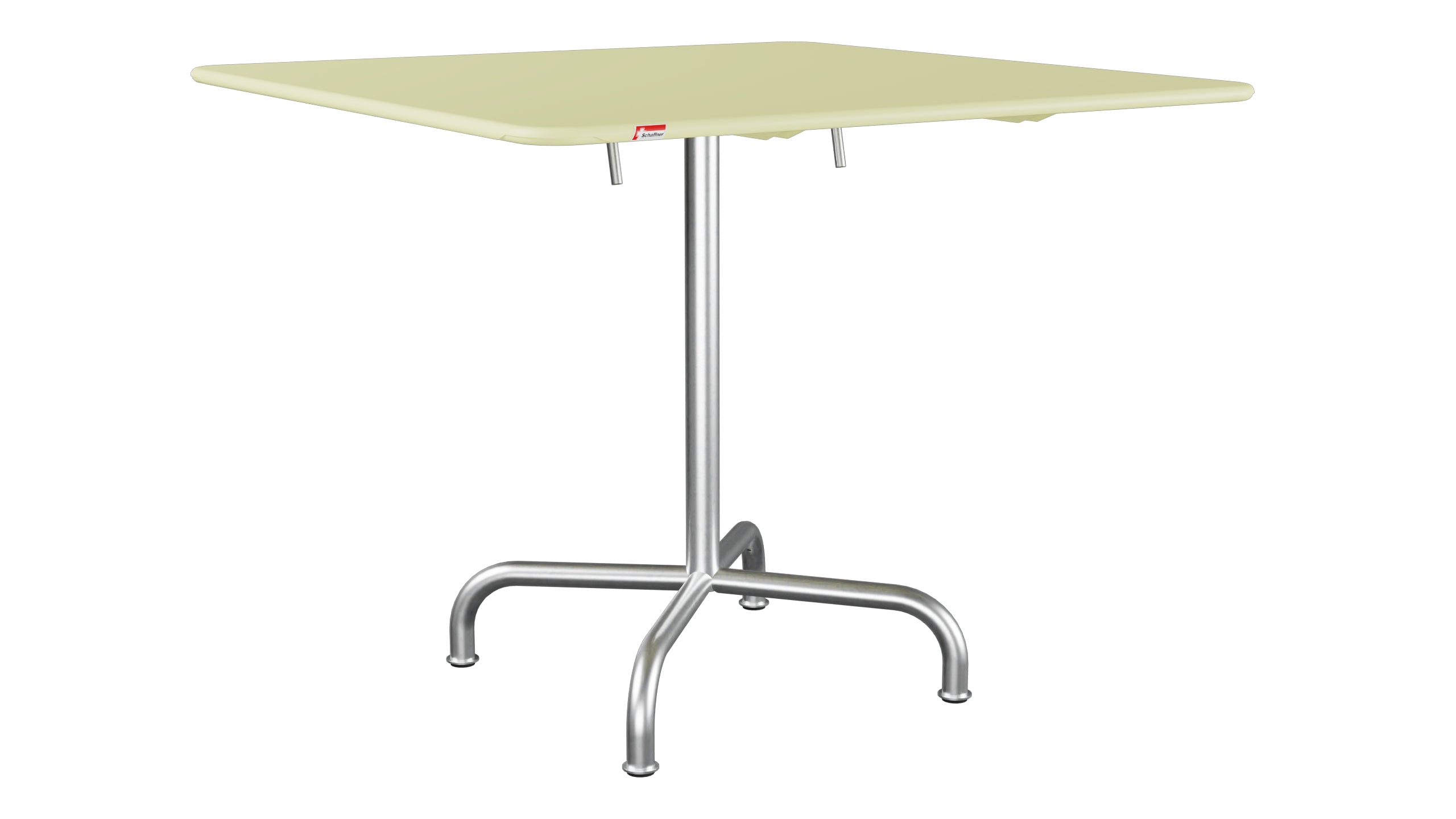 Rigi Metall-Gartentisch 90x90 klappbar in Buchsbaumgelb präsentiert im Onlineshop von KAQTU Design AG. Gartentisch ist von Schaffner