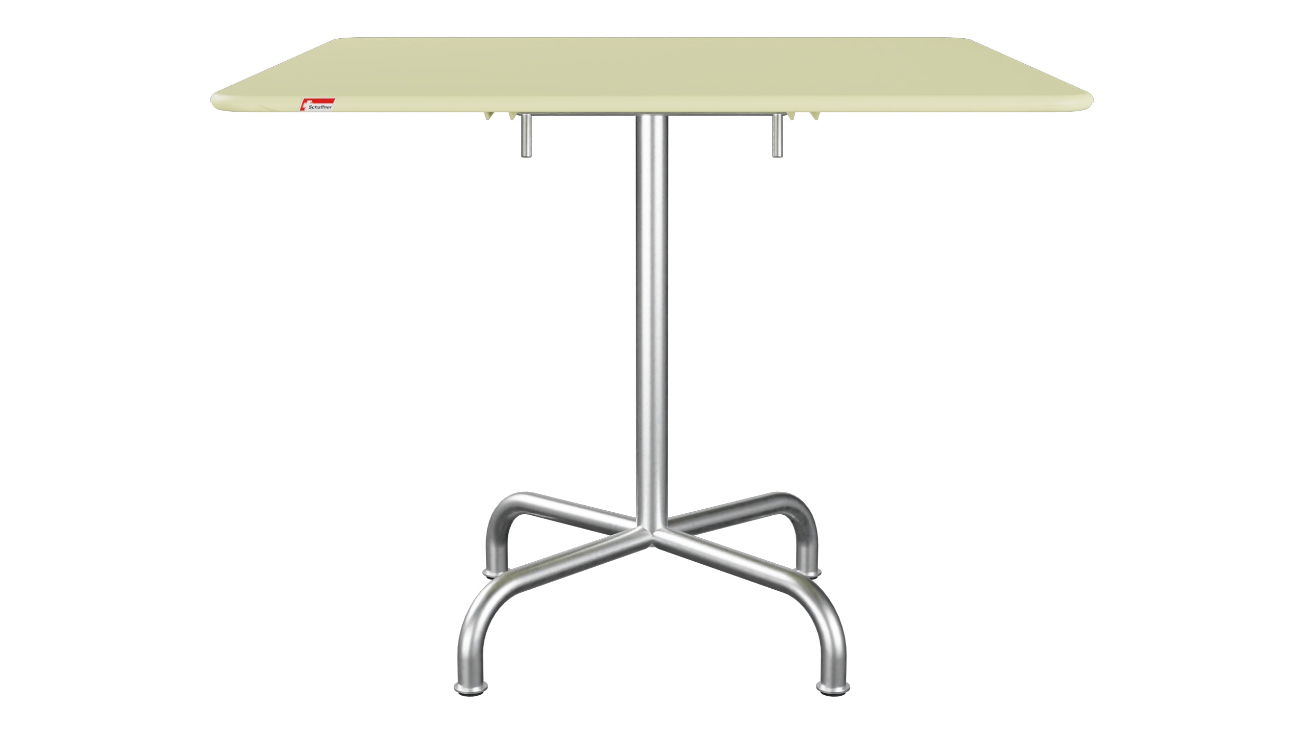 Rigi Metall-Gartentisch 90x90 klappbar in Buchsbaumgelb präsentiert im Onlineshop von KAQTU Design AG. Gartentisch ist von Schaffner