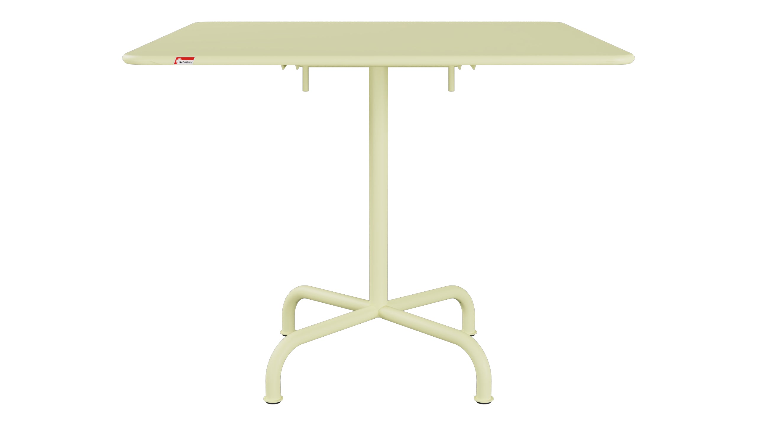 Rigi Metall-Gartentisch 90x90 klappbar in Buchsbaumgelb präsentiert im Onlineshop von KAQTU Design AG. Gartentisch ist von Schaffner