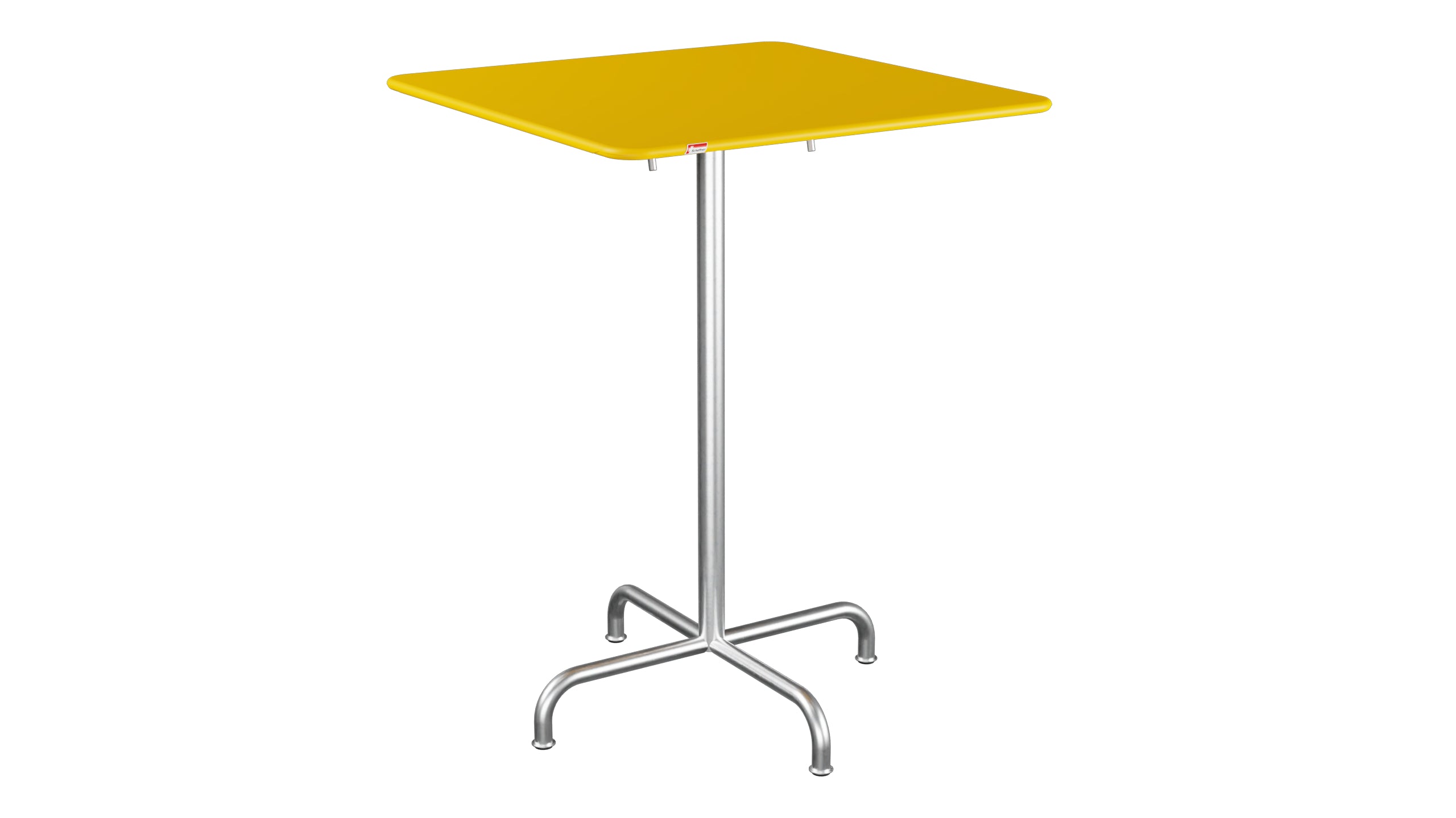Rigi Metall-Stehtisch Outdoor 80x80 / 110 klappbar  in Gelb präsentiert im Onlineshop von KAQTU Design AG. Hochtisch Outdoor ist von Schaffner
