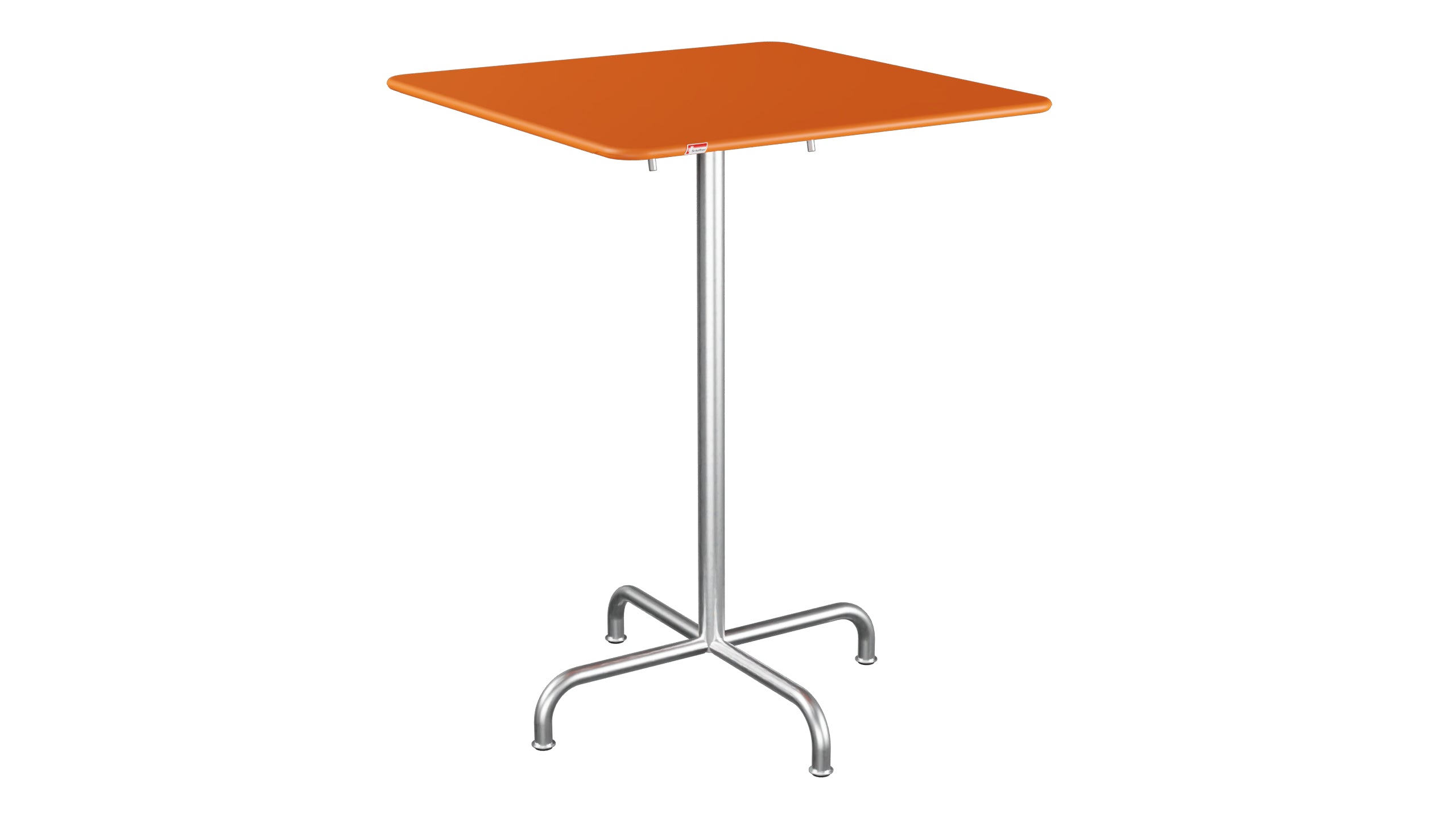 Rigi Metall-Stehtisch Outdoor 80x80 / 110 klappbar  in Orange präsentiert im Onlineshop von KAQTU Design AG. Hochtisch Outdoor ist von Schaffner