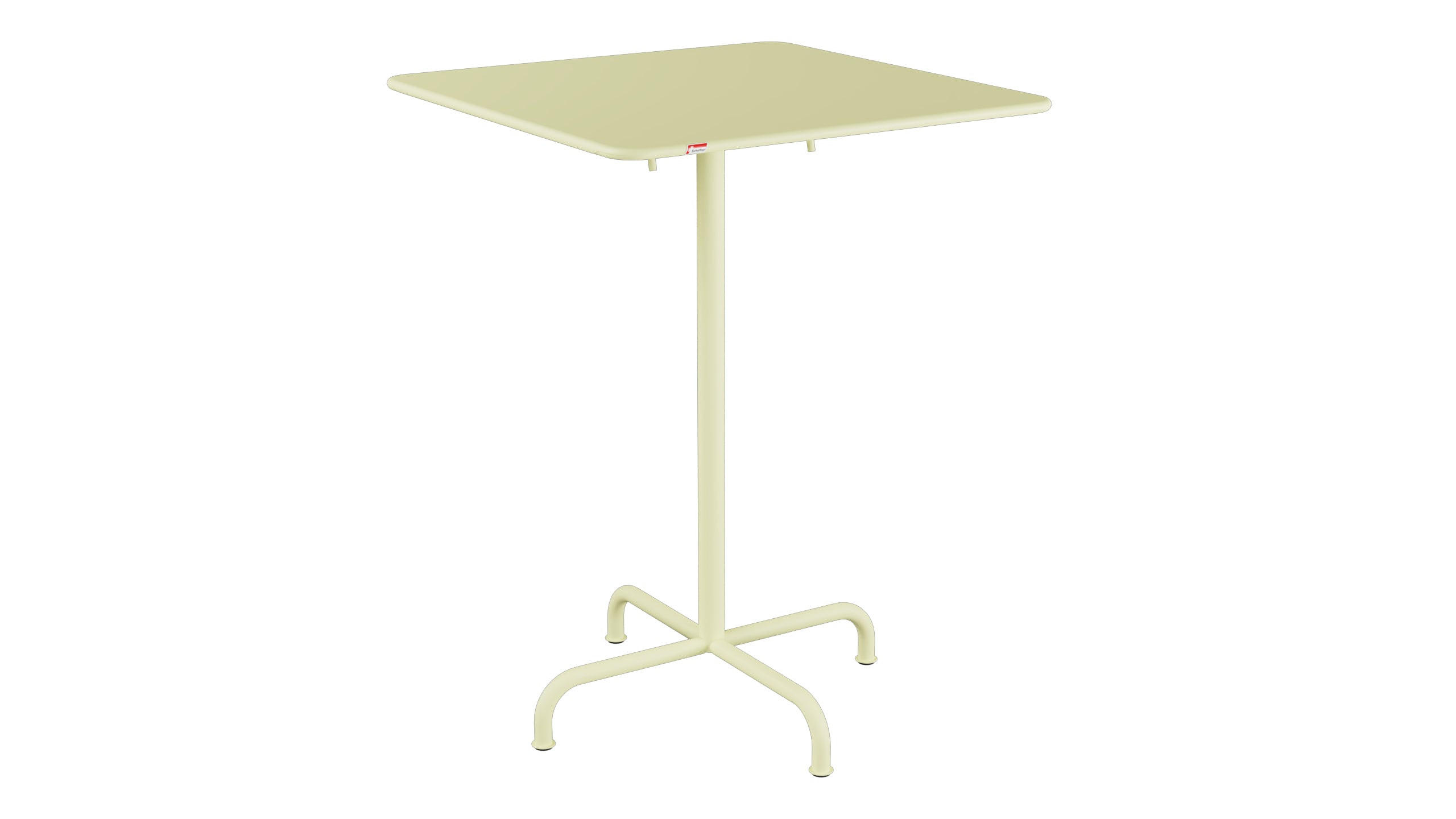 Rigi Metall-Stehtisch Outdoor 80x80 / 110 klappbar  in Buchsbaumgelb präsentiert im Onlineshop von KAQTU Design AG. Hochtisch Outdoor ist von Schaffner