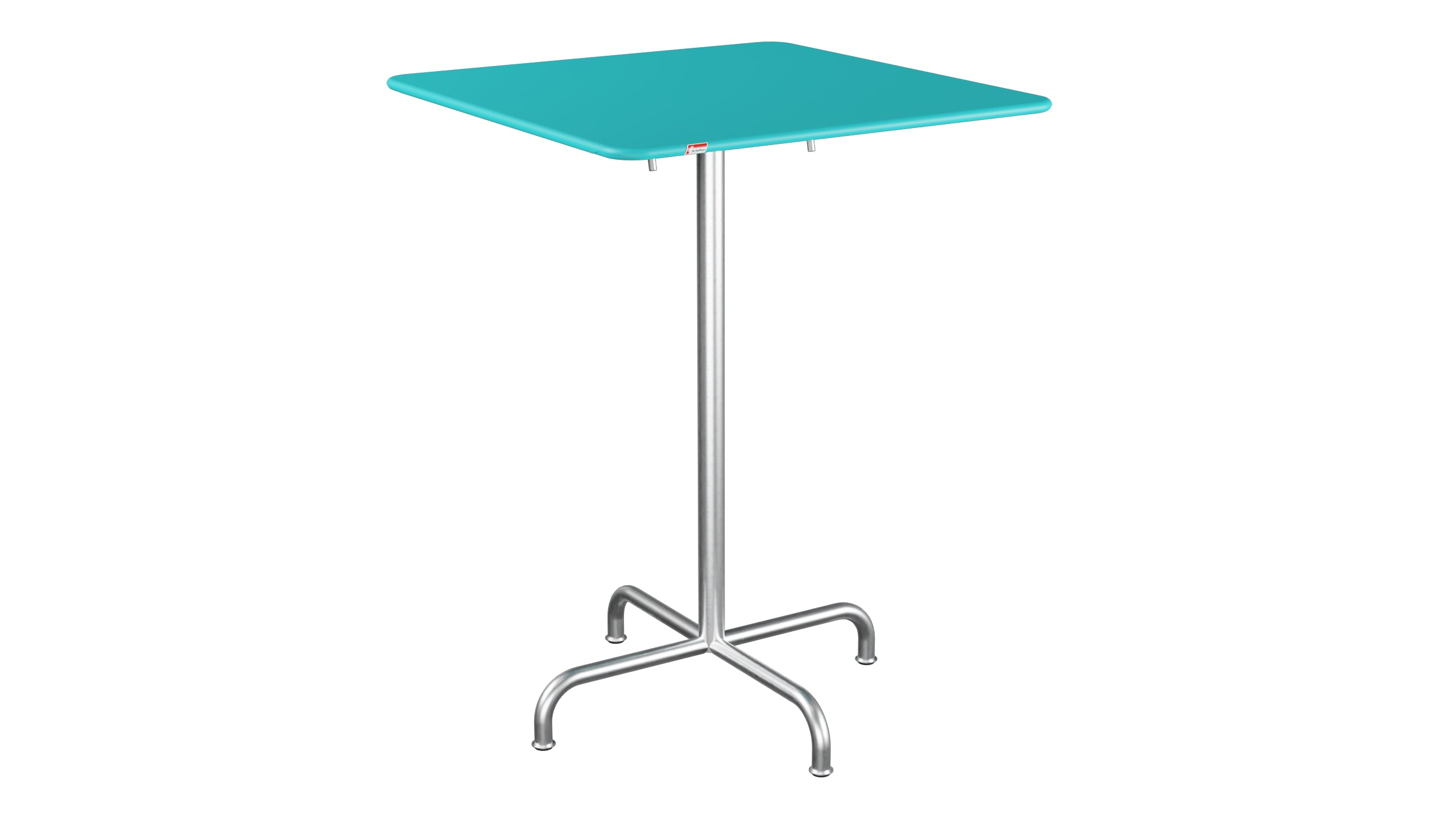 Rigi Metall-Stehtisch Outdoor 80x80 / 110 klappbar  in Türkis präsentiert im Onlineshop von KAQTU Design AG. Hochtisch Outdoor ist von Schaffner