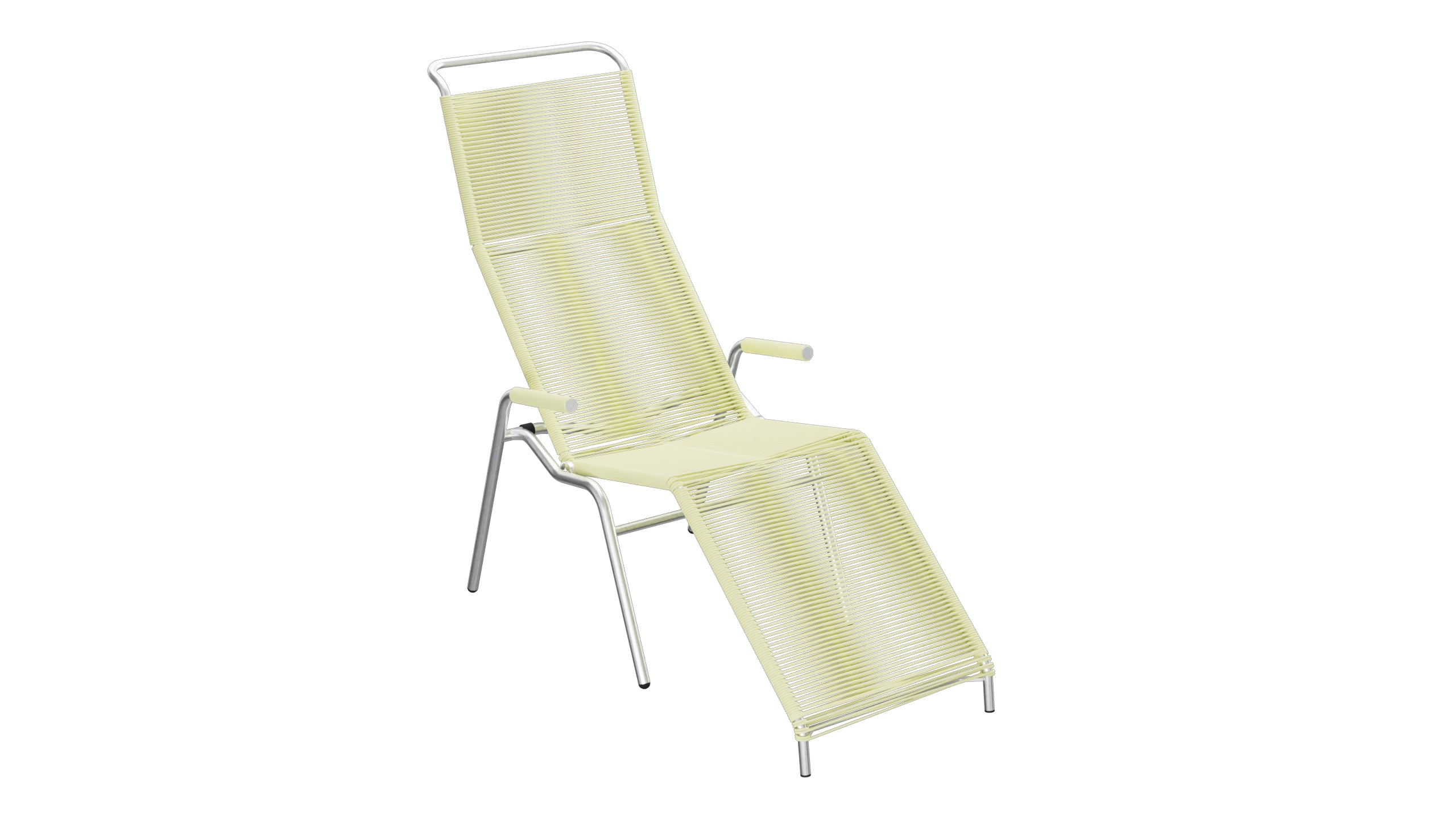 Säntis Spaghetti Liegestuhl in Buchsbaumgelb präsentiert im Onlineshop von KAQTU Design AG. Liegestuhl ist von Schaffner