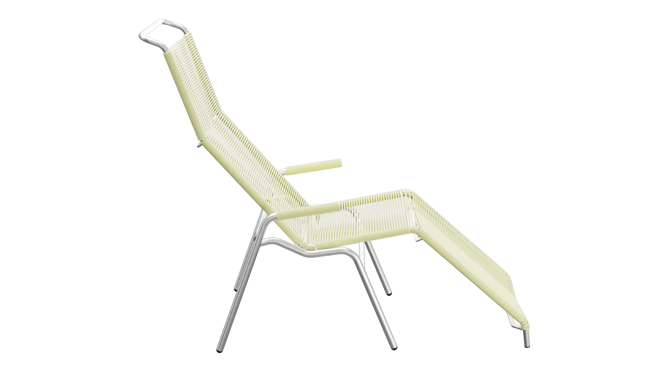 Säntis Spaghetti Liegestuhl in Buchsbaumgelb präsentiert im Onlineshop von KAQTU Design AG. Liegestuhl ist von Schaffner