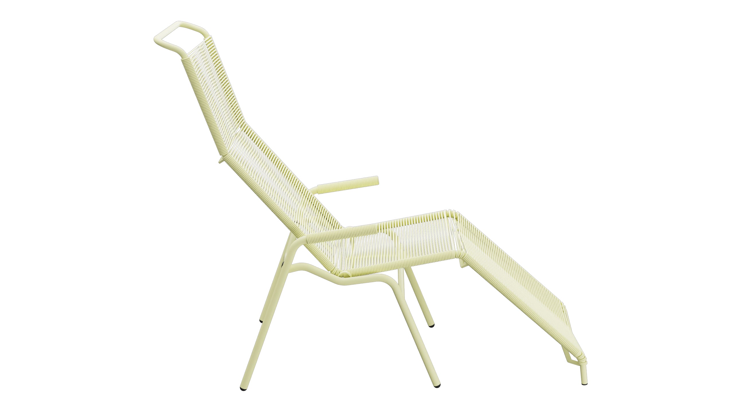 Säntis Spaghetti Liegestuhl in Buchsbaumgelb präsentiert im Onlineshop von KAQTU Design AG. Liegestuhl ist von Schaffner