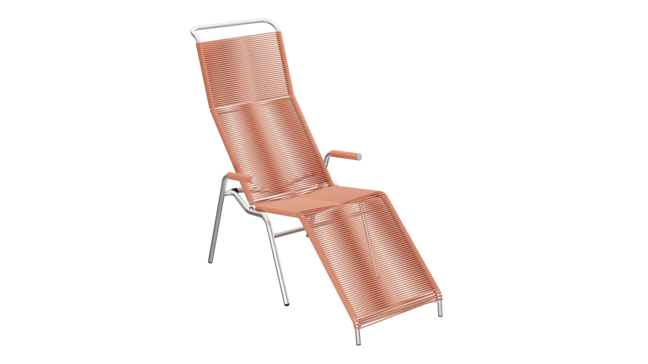 Säntis Spaghetti Liegestuhl in Pastellterracotta präsentiert im Onlineshop von KAQTU Design AG. Liegestuhl ist von Schaffner