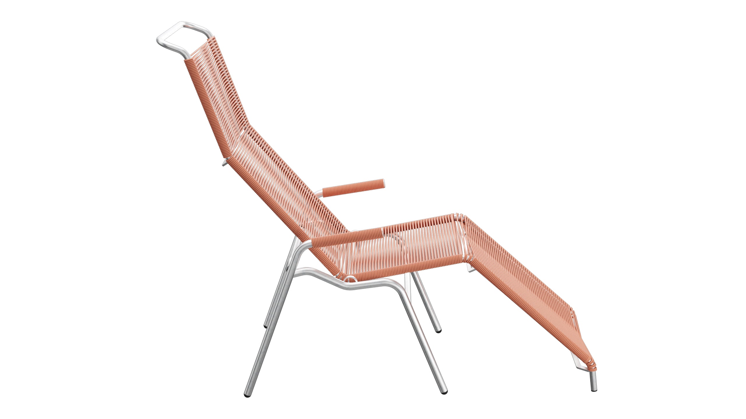 Säntis Spaghetti Liegestuhl in Pastellterracotta präsentiert im Onlineshop von KAQTU Design AG. Liegestuhl ist von Schaffner